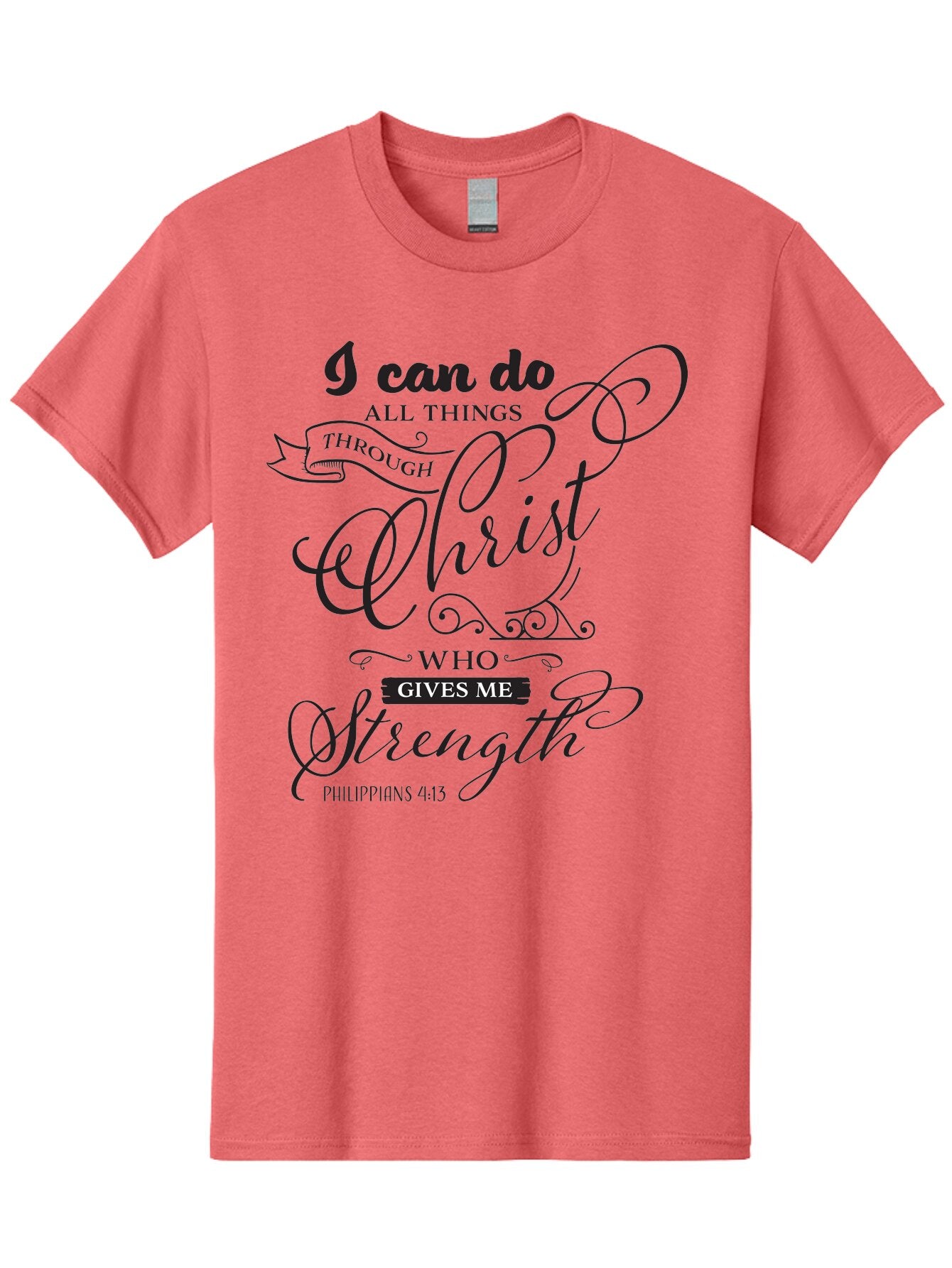 Philippians-4-13 Men'S Graphic Tee, 100% Cotton, Comfortable Casual Summer Wear, Machine Washable, Inspirational Quote, Motivational Scripture, Philippians 4:13, Faith-Based Design, Christian Art, Typographic Poster, Aad088 8