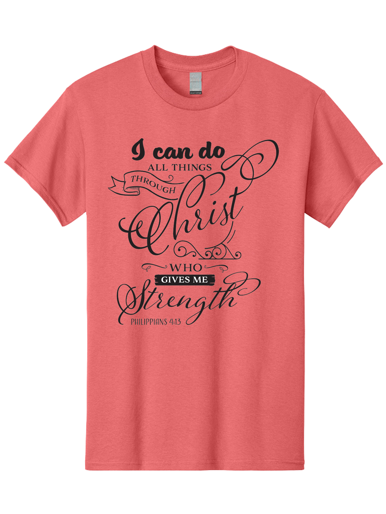 Philippians-4-13 Men'S Graphic Tee, 100% Cotton, Comfortable Casual Summer Wear, Machine Washable, Inspirational Quote, Motivational Scripture, Philippians 4:13, Faith-Based Design, Christian Art, Typographic Poster, Aad088 11