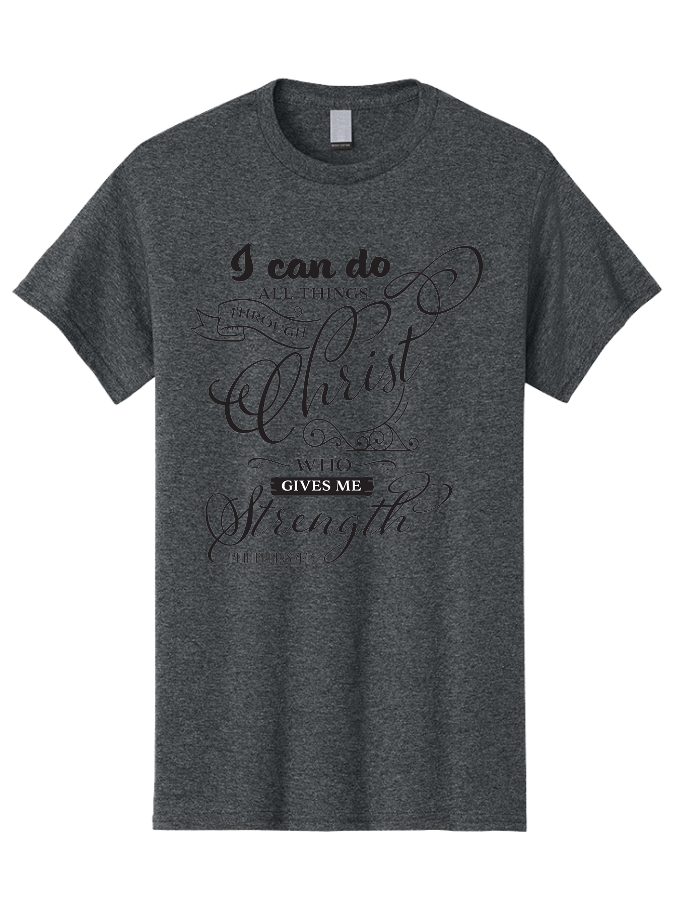 Philippians-4-13 Men'S Graphic Tee, 100% Cotton, Comfortable Casual Summer Wear, Machine Washable, Inspirational Quote, Motivational Scripture, Philippians 4:13, Faith-Based Design, Christian Art, Typographic Poster, Aad088 13