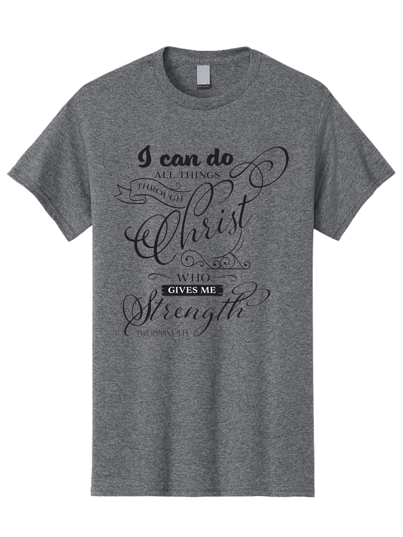 Philippians-4-13 Men'S Graphic Tee, 100% Cotton, Comfortable Casual Summer Wear, Machine Washable, Inspirational Quote, Motivational Scripture, Philippians 4:13, Faith-Based Design, Christian Art, Typographic Poster, Aad088