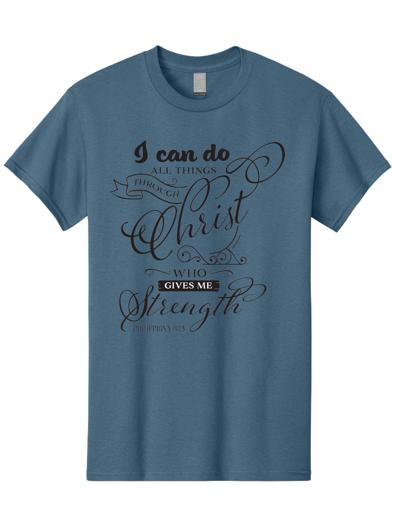 Philippians-4-13 Men'S Graphic Tee, 100% Cotton, Comfortable Casual Summer Wear, Machine Washable, Inspirational Quote, Motivational Scripture, Philippians 4:13, Faith-Based Design, Christian Art, Typographic Poster, Aad088 7