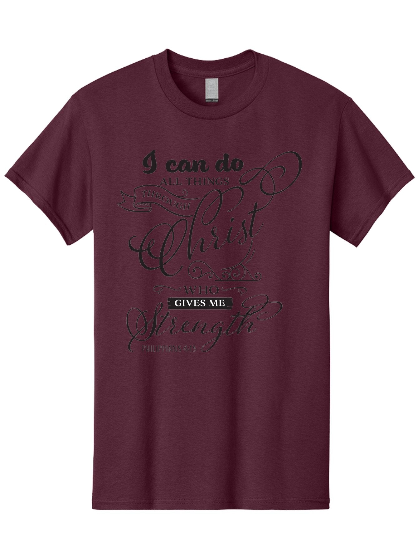 Philippians-4-13 Men'S Graphic Tee, 100% Cotton, Comfortable Casual Summer Wear, Machine Washable, Inspirational Quote, Motivational Scripture, Philippians 4:13, Faith-Based Design, Christian Art, Typographic Poster, Aad088 10