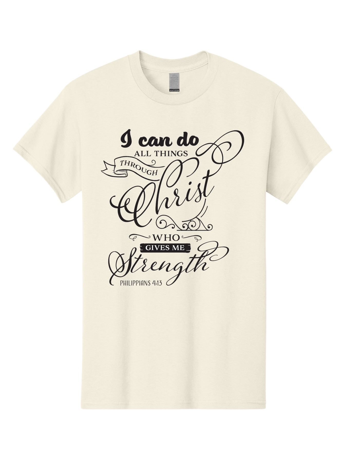 Philippians-4-13 Men'S Graphic Tee, 100% Cotton, Comfortable Casual Summer Wear, Machine Washable, Inspirational Quote, Motivational Scripture, Philippians 4:13, Faith-Based Design, Christian Art, Typographic Poster, Aad088