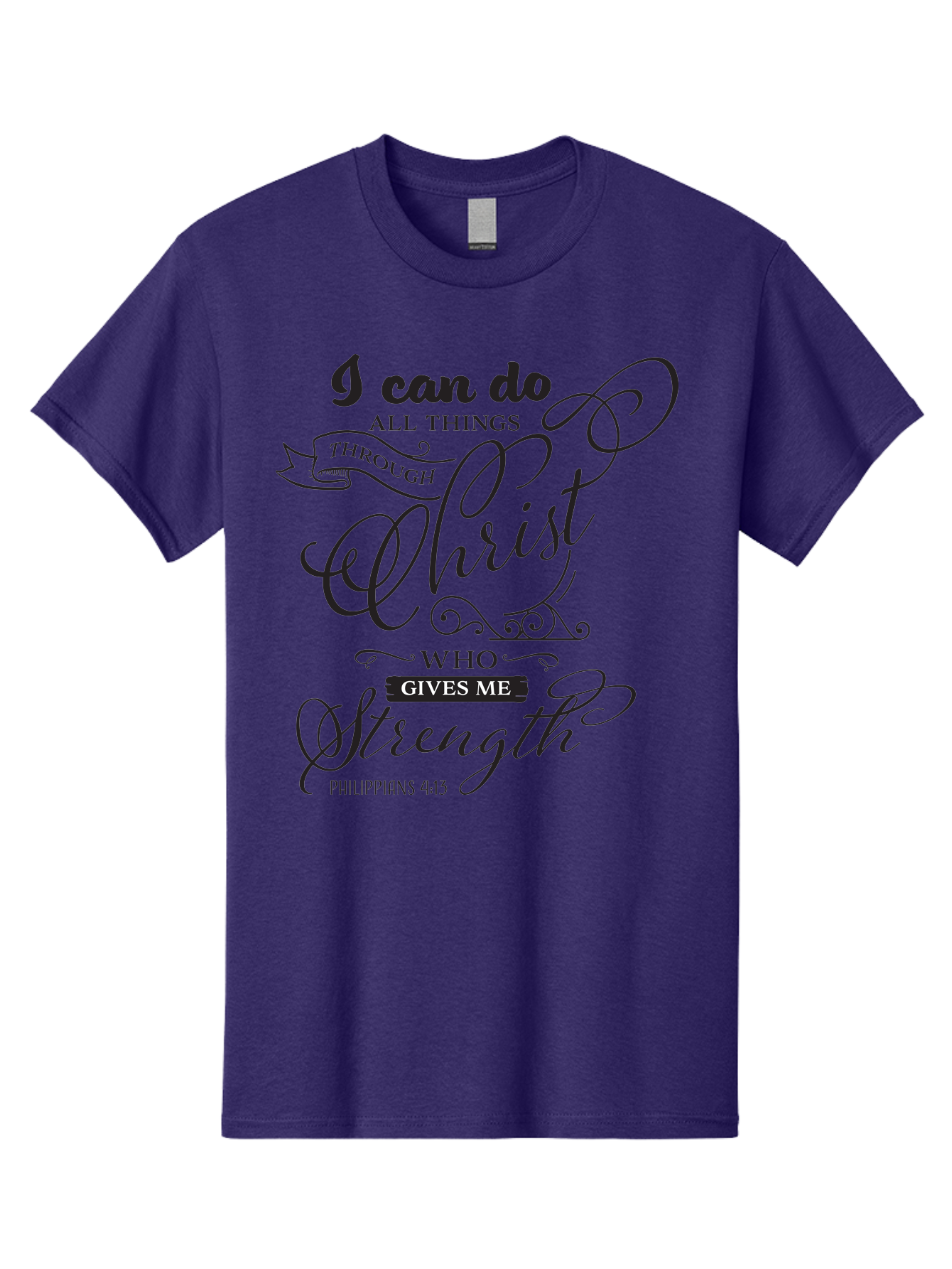 Philippians-4-13 Men'S Graphic Tee, 100% Cotton, Comfortable Casual Summer Wear, Machine Washable, Inspirational Quote, Motivational Scripture, Philippians 4:13, Faith-Based Design, Christian Art, Typographic Poster, Aad088 25