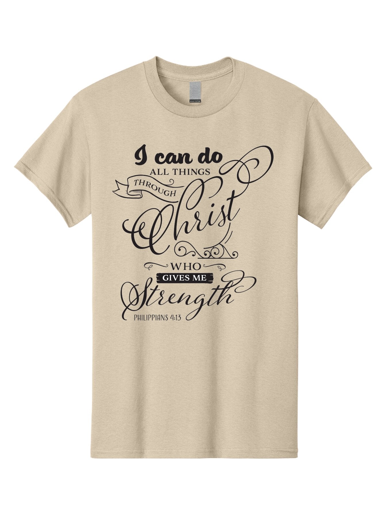 Philippians-4-13 Men'S Graphic Tee, 100% Cotton, Comfortable Casual Summer Wear, Machine Washable, Inspirational Quote, Motivational Scripture, Philippians 4:13, Faith-Based Design, Christian Art, Typographic Poster, Aad088 12