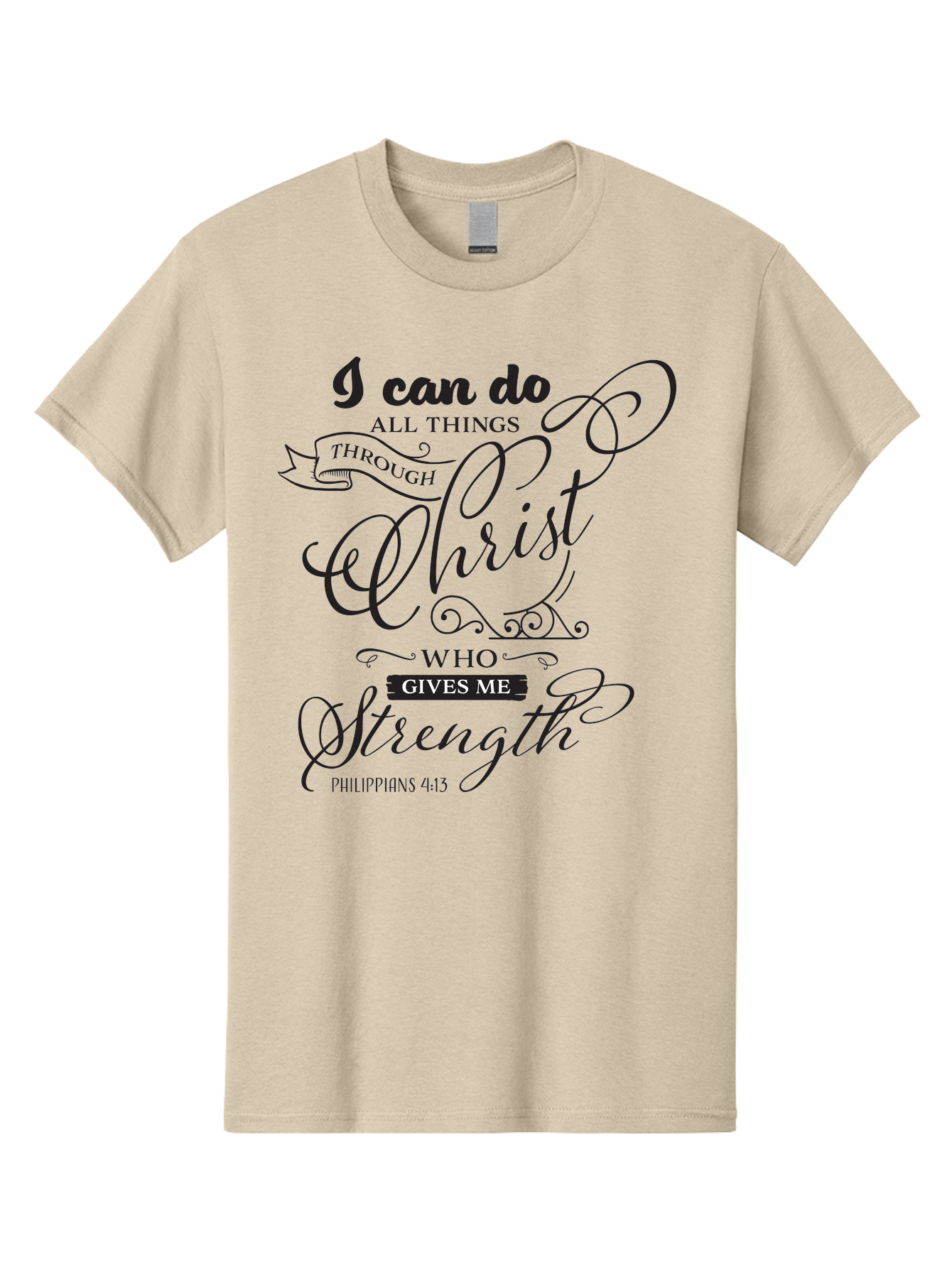Philippians-4-13 Men'S Graphic Tee, 100% Cotton, Comfortable Casual Summer Wear, Machine Washable, Inspirational Quote, Motivational Scripture, Philippians 4:13, Faith-Based Design, Christian Art, Typographic Poster, Aad088 5