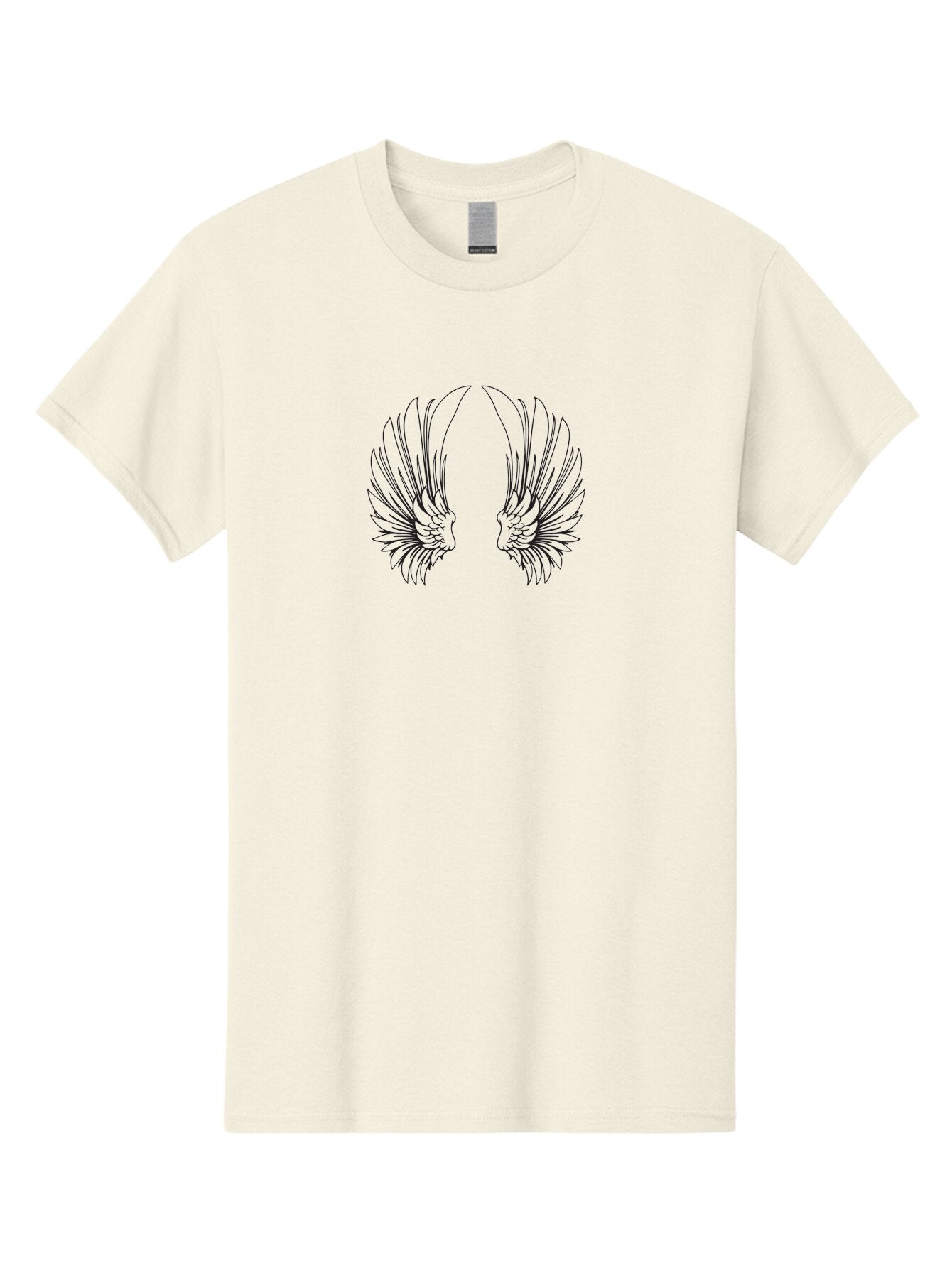 Phoenix-Wings Men'S Graphic Tee, 100% Cotton, Comfortable Casual Summer Wear, Machine Washable, Angel Wings, Feathered Wings, Winged Creatures, Symmetrical Designs, Minimalist Art, Black Line Art, Wing Illustrations Aad089