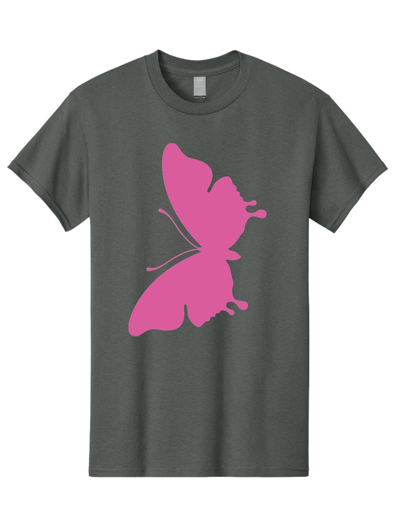 Pink-Butterfly Men'S Graphic Tee, 100% Cotton, Comfortable Casual Summer Wear, Machine Washable, Butterfly Silhouette, Pink Butterfly, Abstract Butterfly, Delicate Wings, Minimalist Design, Vibrant Pink Color, Bold Silhouette, Aad090 9