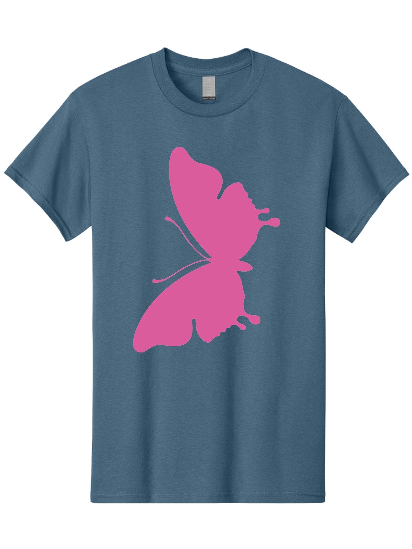 Pink-Butterfly Men'S Graphic Tee, 100% Cotton, Comfortable Casual Summer Wear, Machine Washable, Butterfly Silhouette, Pink Butterfly, Abstract Butterfly, Delicate Wings, Minimalist Design, Vibrant Pink Color, Bold Silhouette, Aad090 15