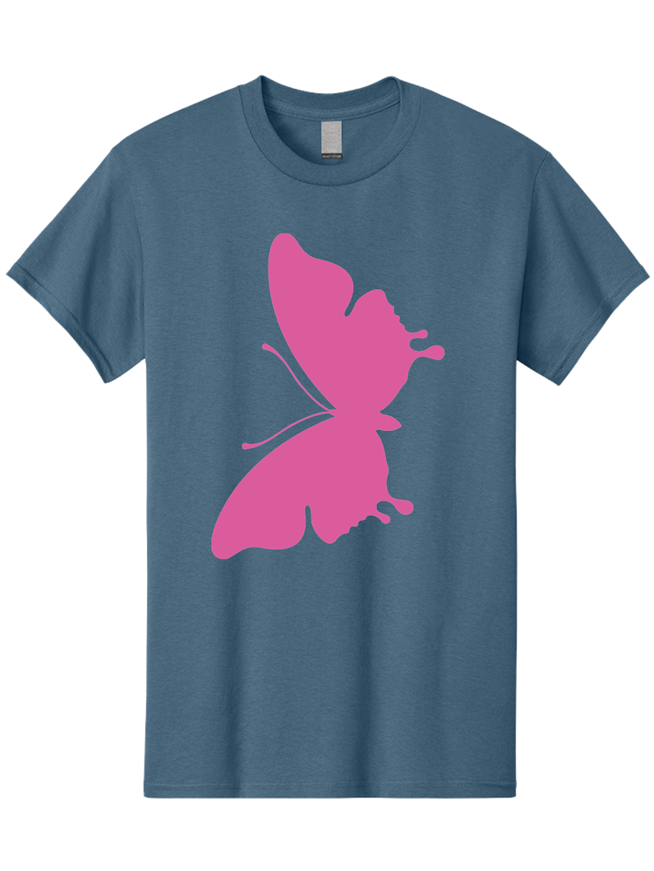 Pink-Butterfly Men'S Graphic Tee, 100% Cotton, Comfortable Casual Summer Wear, Machine Washable, Butterfly Silhouette, Pink Butterfly, Abstract Butterfly, Delicate Wings, Minimalist Design, Vibrant Pink Color, Bold Silhouette, Aad090