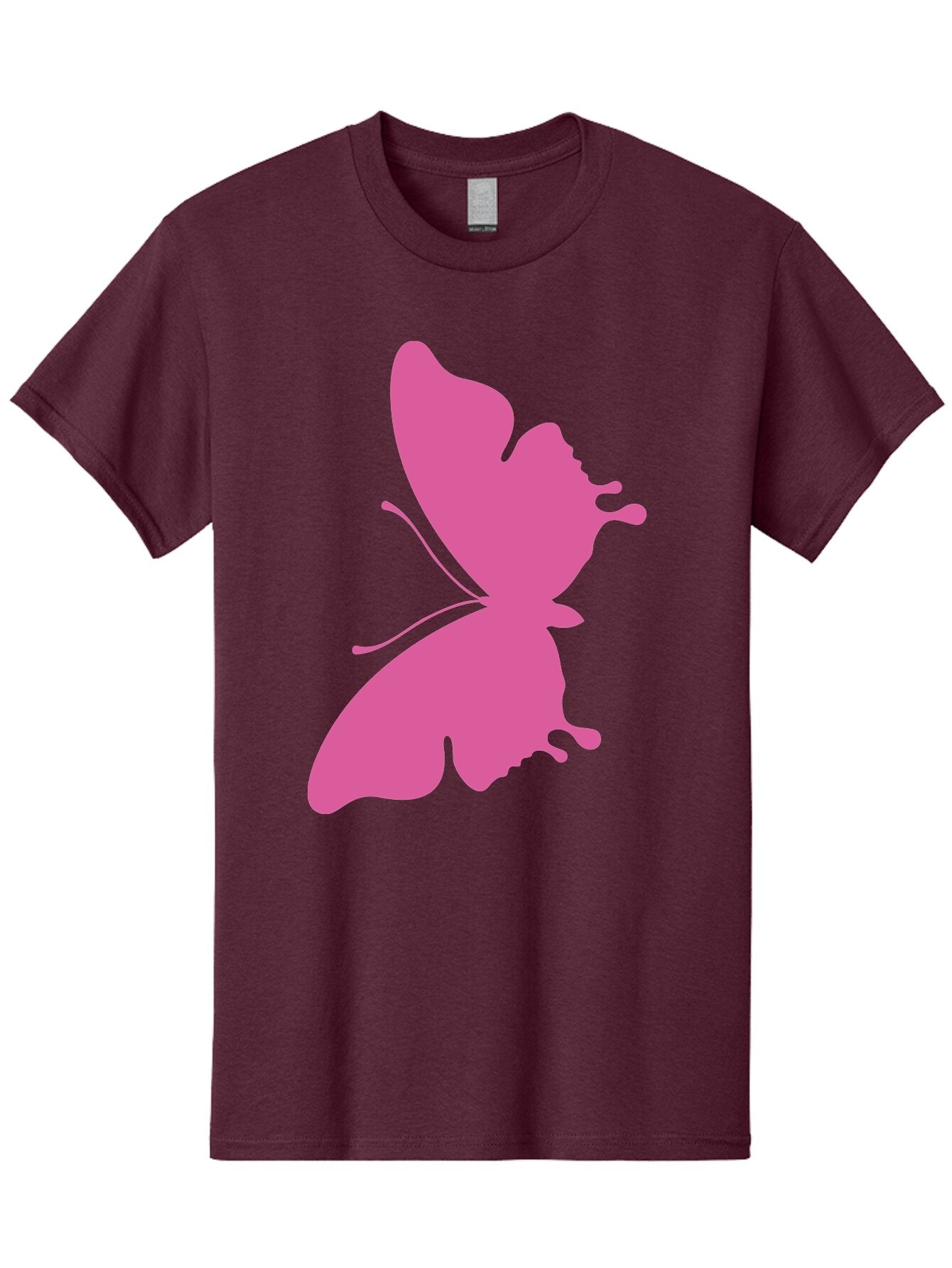Pink-Butterfly Men'S Graphic Tee, 100% Cotton, Comfortable Casual Summer Wear, Machine Washable, Butterfly Silhouette, Pink Butterfly, Abstract Butterfly, Delicate Wings, Minimalist Design, Vibrant Pink Color, Bold Silhouette, Aad090 3