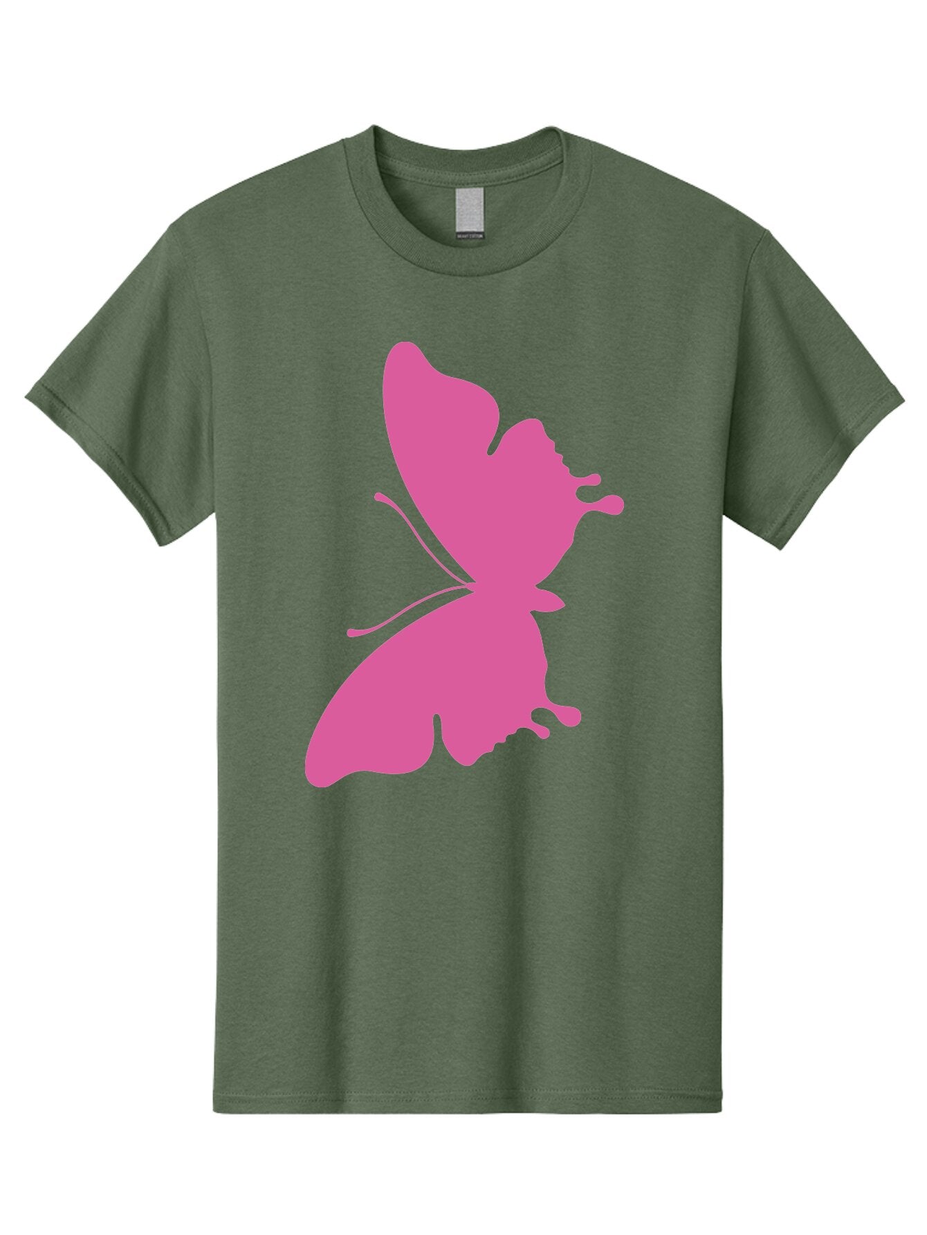 Pink-Butterfly Men'S Graphic Tee, 100% Cotton, Comfortable Casual Summer Wear, Machine Washable, Butterfly Silhouette, Pink Butterfly, Abstract Butterfly, Delicate Wings, Minimalist Design, Vibrant Pink Color, Bold Silhouette, Aad090 4
