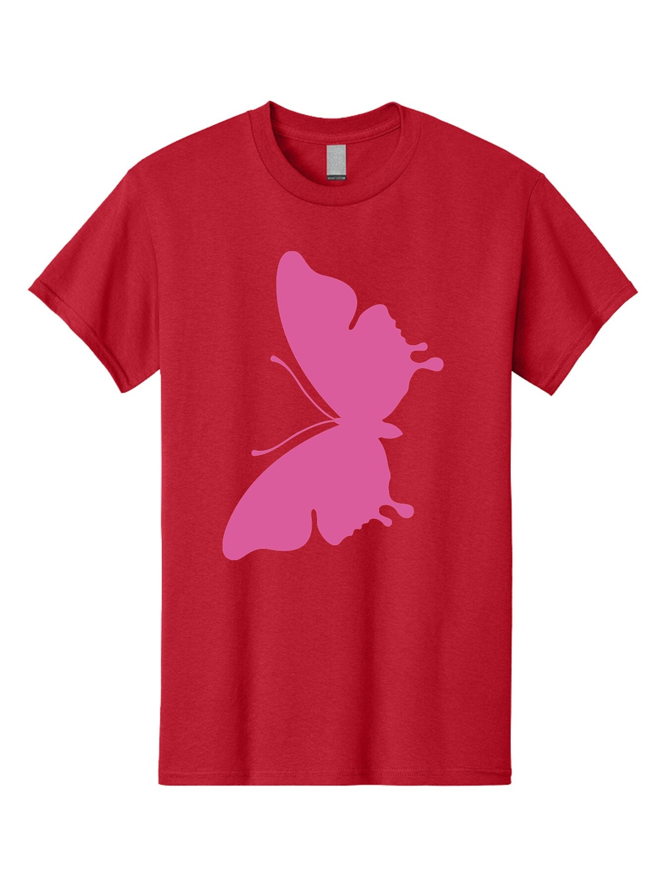 Pink-Butterfly Men'S Graphic Tee, 100% Cotton, Comfortable Casual Summer Wear, Machine Washable, Butterfly Silhouette, Pink Butterfly, Abstract Butterfly, Delicate Wings, Minimalist Design, Vibrant Pink Color, Bold Silhouette, Aad090
