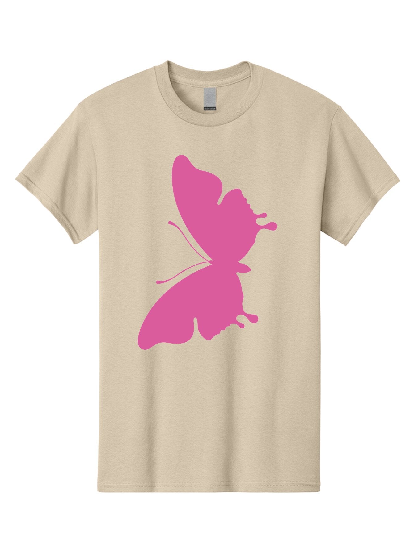 Pink-Butterfly Men'S Graphic Tee, 100% Cotton, Comfortable Casual Summer Wear, Machine Washable, Butterfly Silhouette, Pink Butterfly, Abstract Butterfly, Delicate Wings, Minimalist Design, Vibrant Pink Color, Bold Silhouette, Aad090 5