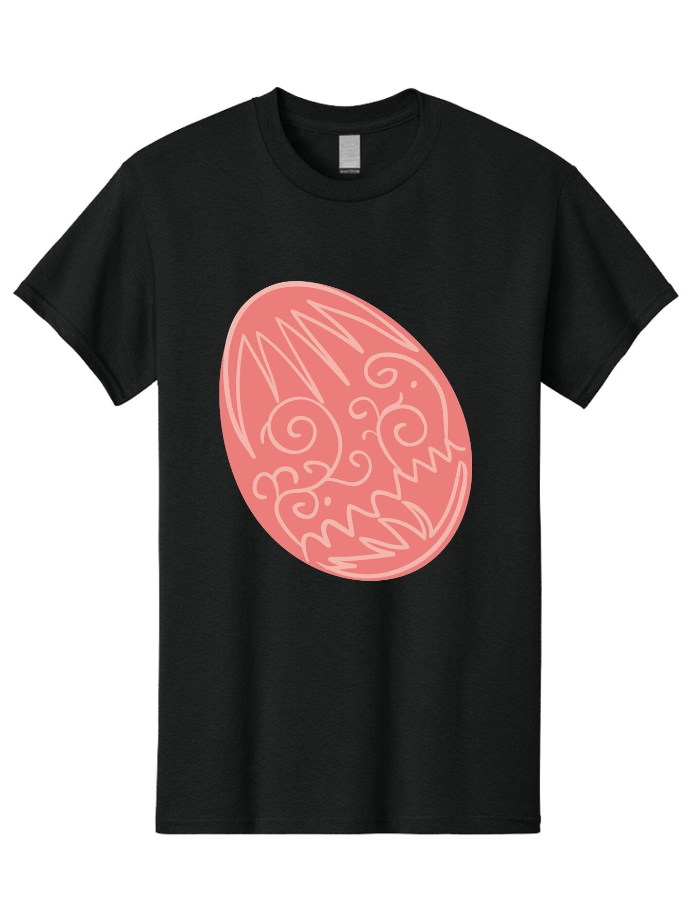 Pink-Dragon-Egg Men'S Graphic Tee, 100% Cotton, Comfortable Casual Summer Wear, Machine Washable, Pink Easter Egg, Dragon Design, White Line Art, Festive Decoration, Spring Celebration, Easter Symbol, Cute Illustration Aad091