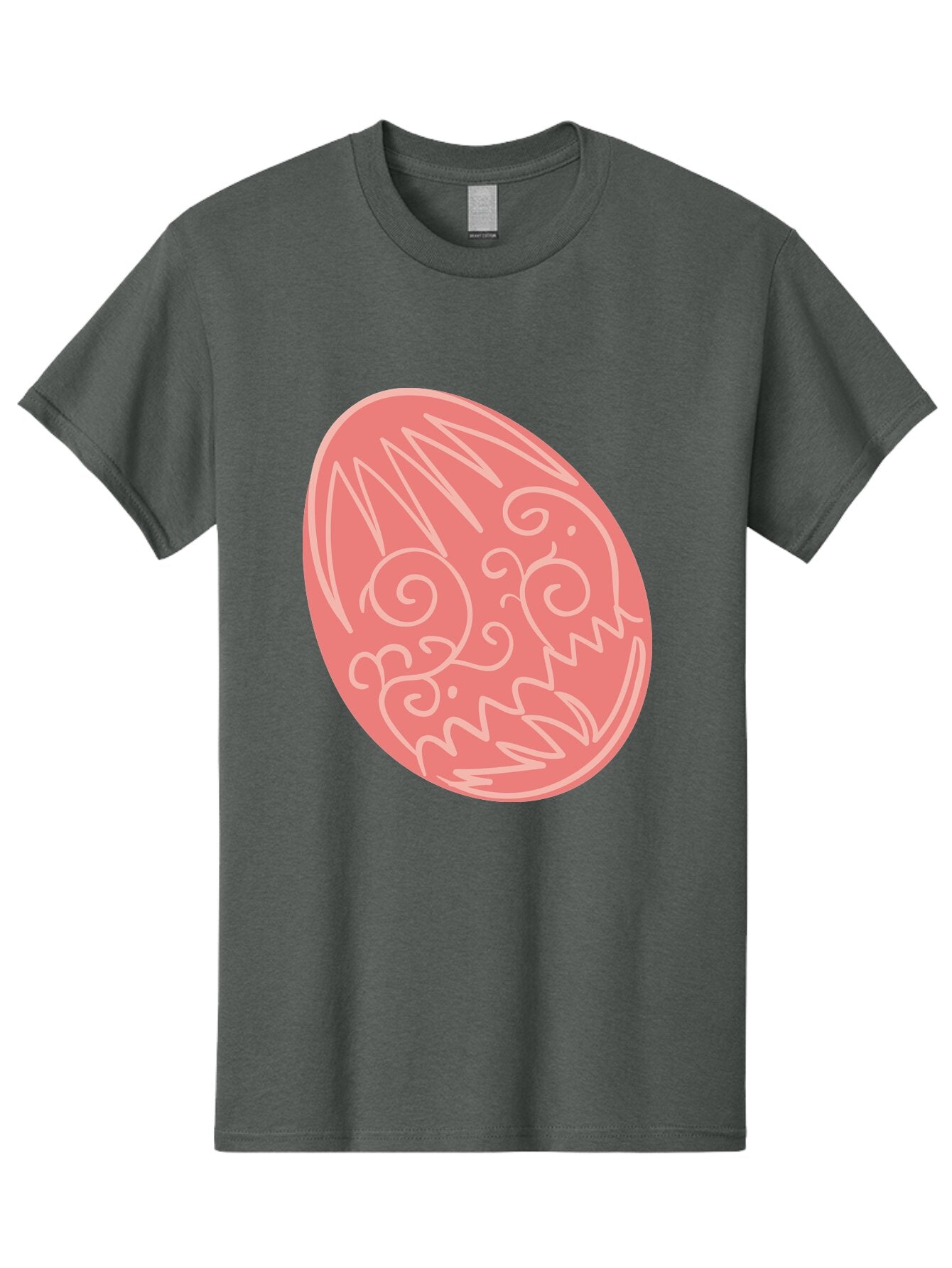 Pink-Dragon-Egg Men'S Graphic Tee, 100% Cotton, Comfortable Casual Summer Wear, Machine Washable, Pink Easter Egg, Dragon Design, White Line Art, Festive Decoration, Spring Celebration, Easter Symbol, Cute Illustration Aad091 3