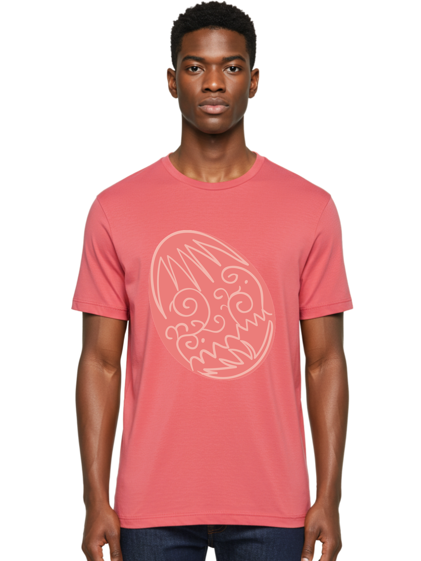 Pink-Dragon-Egg Men'S Graphic Tee, 100% Cotton, Comfortable Casual Summer Wear, Machine Washable, Pink Easter Egg, Dragon Design, White Line Art, Festive Decoration, Spring Celebration, Easter Symbol, Cute Illustration Aad091 6
