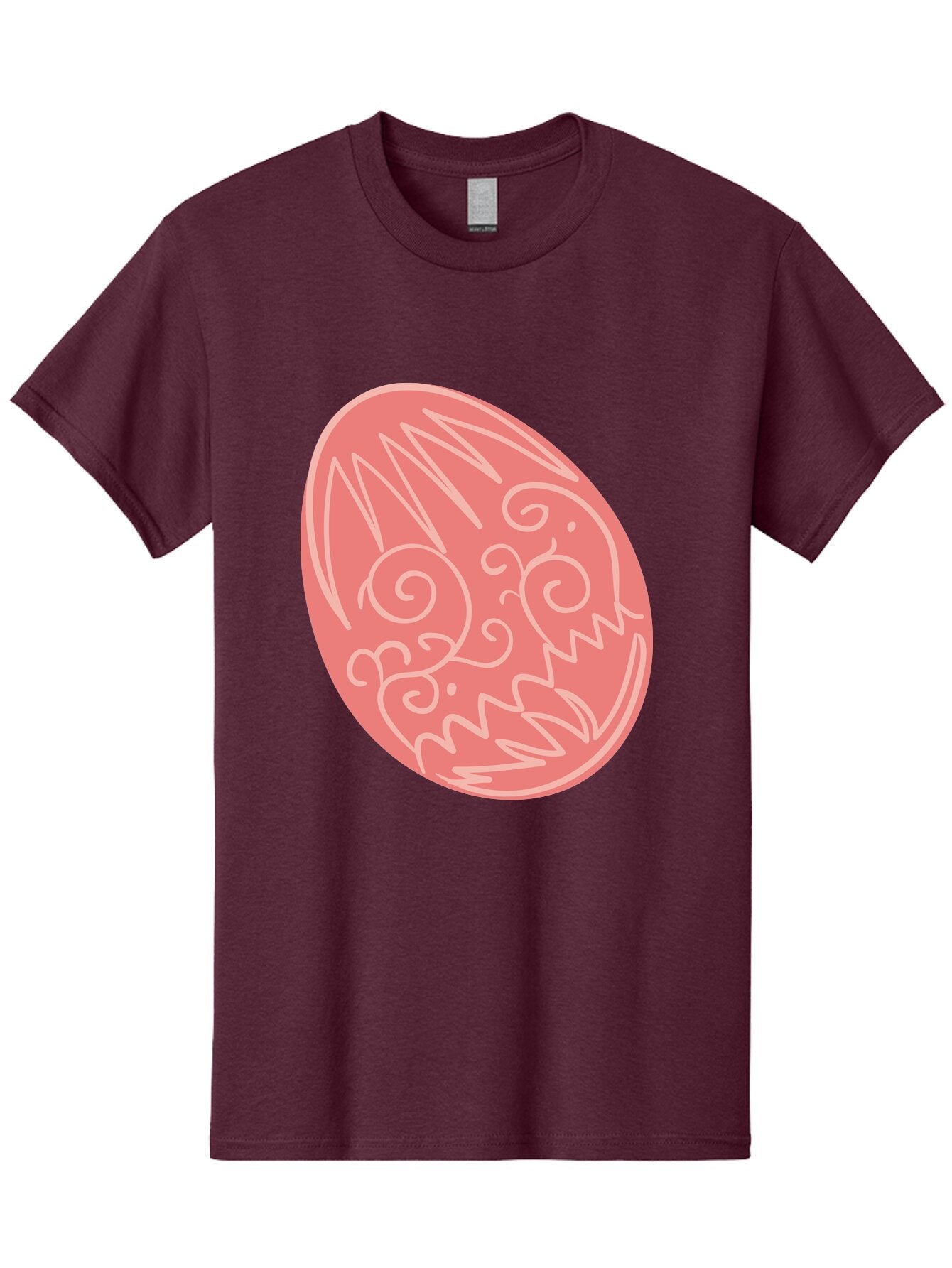 Pink-Dragon-Egg Men'S Graphic Tee, 100% Cotton, Comfortable Casual Summer Wear, Machine Washable, Pink Easter Egg, Dragon Design, White Line Art, Festive Decoration, Spring Celebration, Easter Symbol, Cute Illustration Aad091