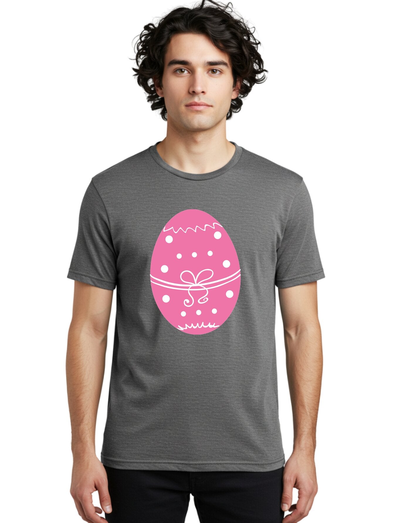 Pink-Easter-Egg-1 Men'S Graphic Tee, 100% Cotton, Comfortable Casual Summer Wear, Machine Washable, Pink Easter Egg, White Polka Dots, Decorative Egg, Festive Design, Easter Decoration, Spring Holiday, Easter Egg Hunt, Egg Decoration, Aad092 18