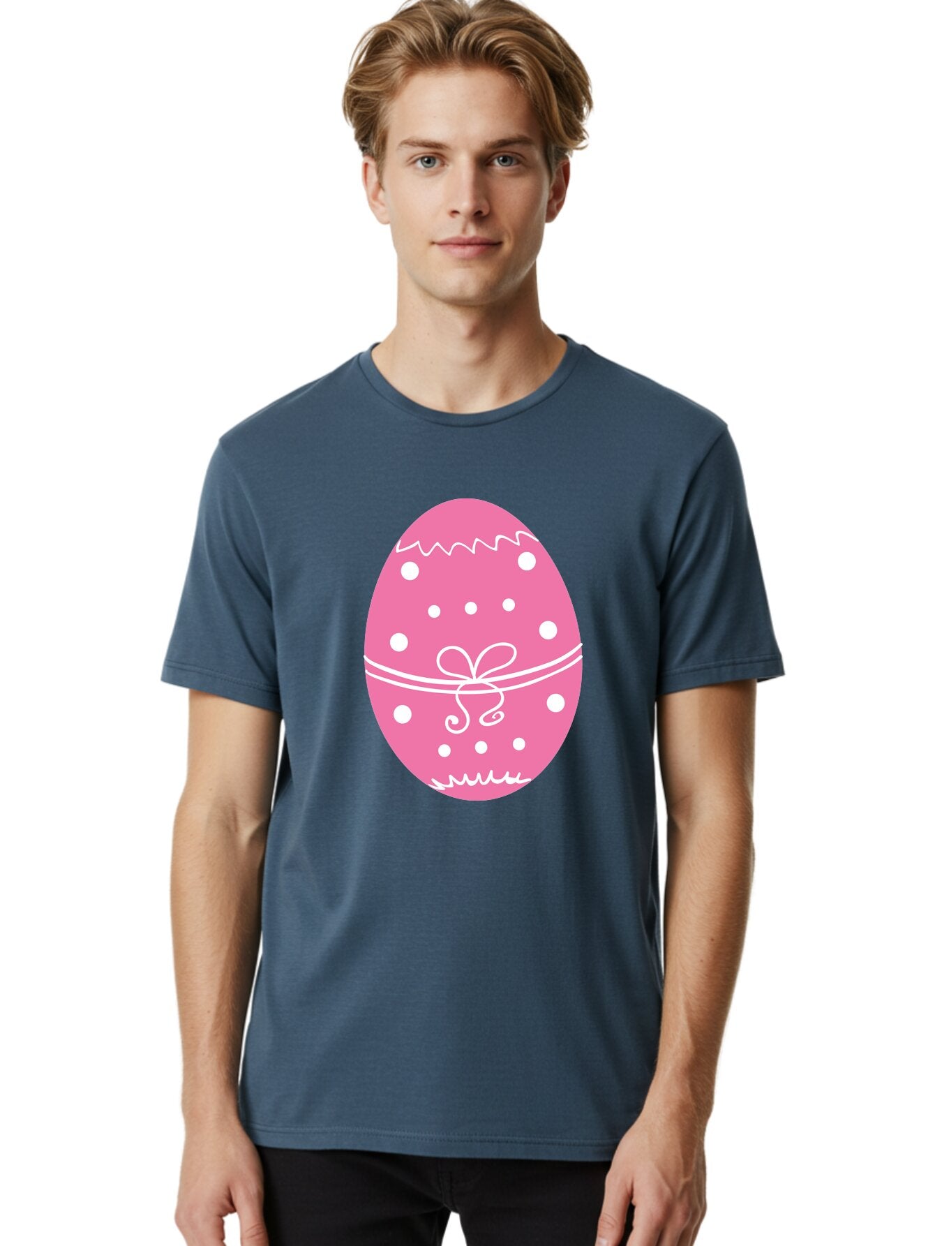 Pink-Easter-Egg-1 Men'S Graphic Tee, 100% Cotton, Comfortable Casual Summer Wear, Machine Washable, Pink Easter Egg, White Polka Dots, Decorative Egg, Festive Design, Easter Decoration, Spring Holiday, Easter Egg Hunt, Egg Decoration, Aad092 29