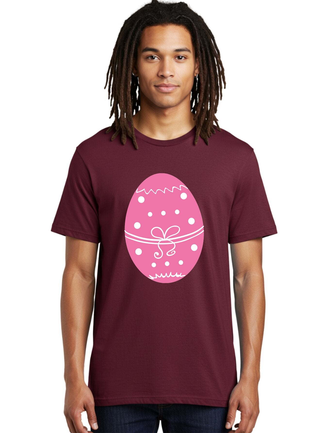 Pink-Easter-Egg-1 Men'S Graphic Tee, 100% Cotton, Comfortable Casual Summer Wear, Machine Washable, Pink Easter Egg, White Polka Dots, Decorative Egg, Festive Design, Easter Decoration, Spring Holiday, Easter Egg Hunt, Egg Decoration, Aad092 28