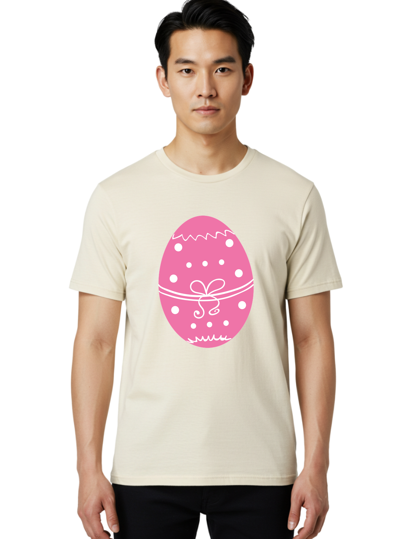 Pink-Easter-Egg-1 Men'S Graphic Tee, 100% Cotton, Comfortable Casual Summer Wear, Machine Washable, Pink Easter Egg, White Polka Dots, Decorative Egg, Festive Design, Easter Decoration, Spring Holiday, Easter Egg Hunt, Egg Decoration, Aad092 28