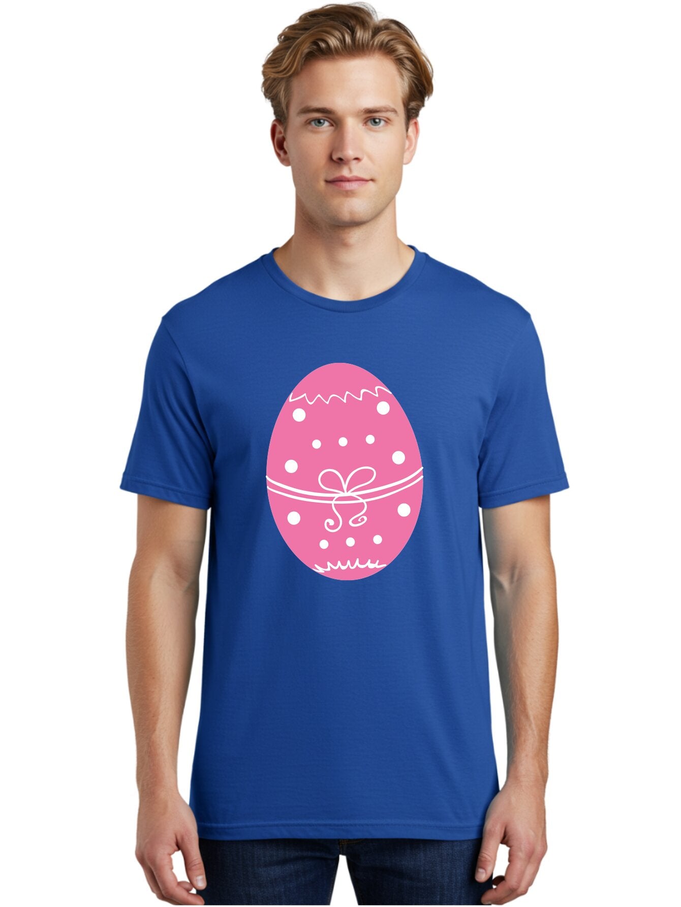 Pink-Easter-Egg-1 Men'S Graphic Tee, 100% Cotton, Comfortable Casual Summer Wear, Machine Washable, Pink Easter Egg, White Polka Dots, Decorative Egg, Festive Design, Easter Decoration, Spring Holiday, Easter Egg Hunt, Egg Decoration, Aad092 20