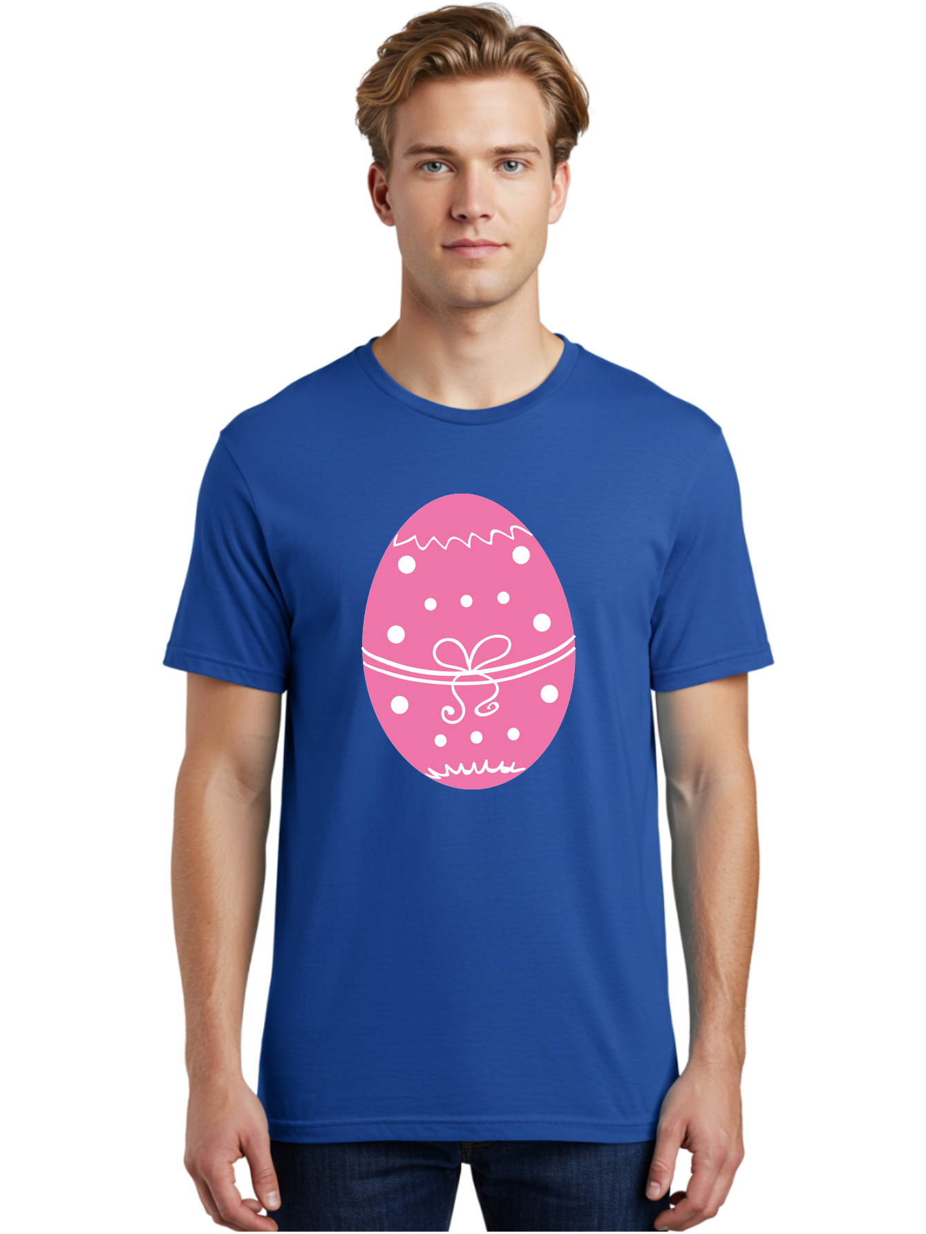 Pink-Easter-Egg-1 Men'S Graphic Tee, 100% Cotton, Comfortable Casual Summer Wear, Machine Washable, Pink Easter Egg, White Polka Dots, Decorative Egg, Festive Design, Easter Decoration, Spring Holiday, Easter Egg Hunt, Egg Decoration, Aad092 30