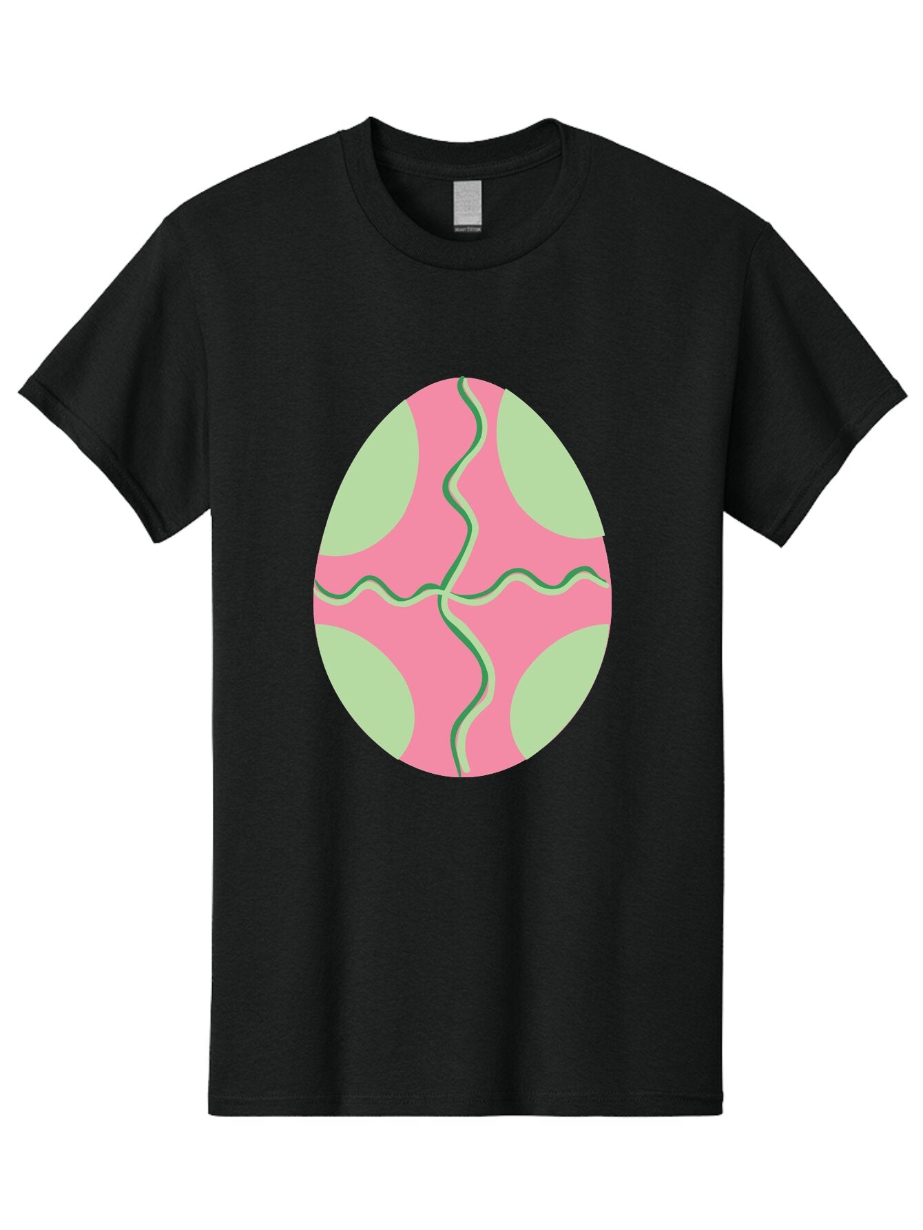 Pink-Easter-Egg Men'S Graphic Tee, 100% Cotton, Comfortable Casual Summer Wear, Machine Washable, Easter Egg Decoration, Cracked Egg Design, Pink And Green Colors, Wavy Crack Lines, Festive Easter Theme, Spring Holiday Symbol Aad093
