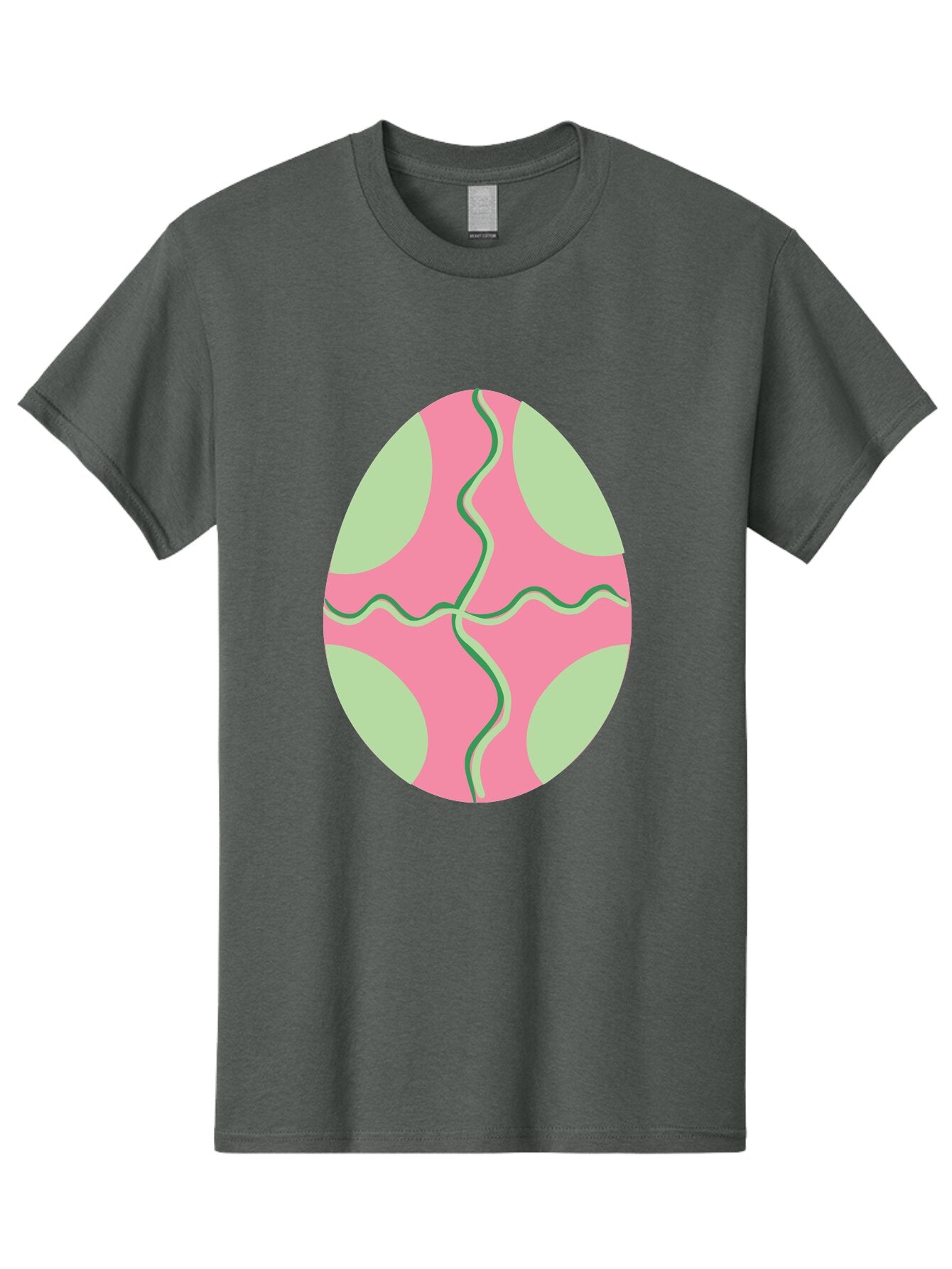 Pink-Easter-Egg Men'S Graphic Tee, 100% Cotton, Comfortable Casual Summer Wear, Machine Washable, Easter Egg Decoration, Cracked Egg Design, Pink And Green Colors, Wavy Crack Lines, Festive Easter Theme, Spring Holiday Symbol Aad093 11
