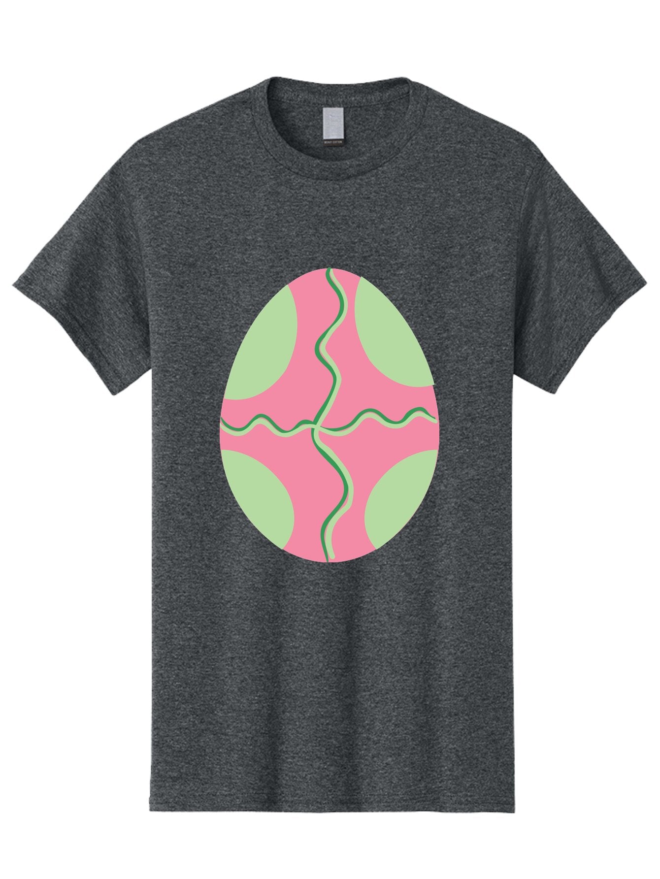 Pink-Easter-Egg Men'S Graphic Tee, 100% Cotton, Comfortable Casual Summer Wear, Machine Washable, Easter Egg Decoration, Cracked Egg Design, Pink And Green Colors, Wavy Crack Lines, Festive Easter Theme, Spring Holiday Symbol Aad093 4