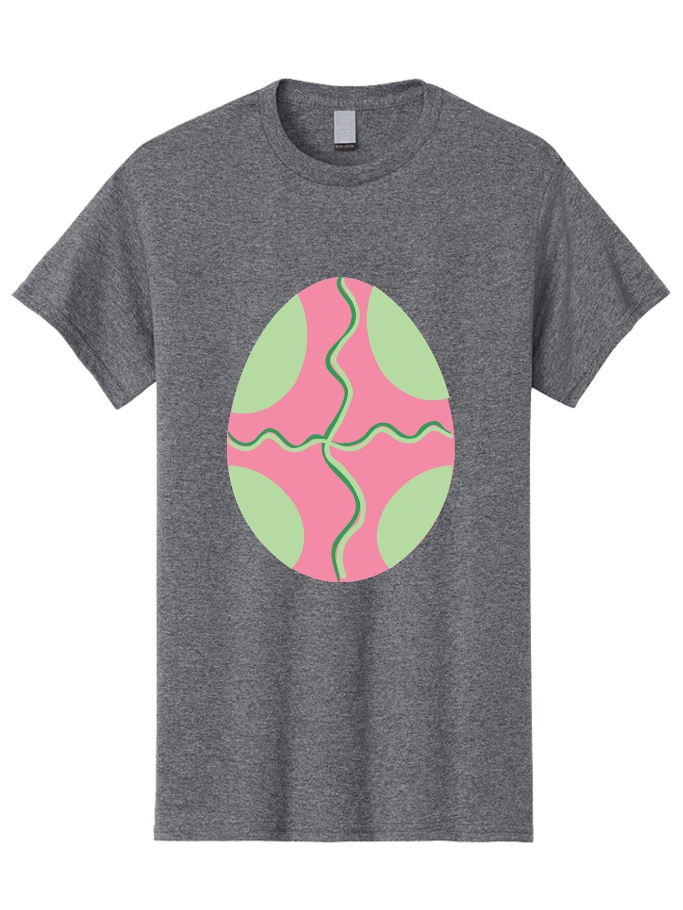 Pink-Easter-Egg Men'S Graphic Tee, 100% Cotton, Comfortable Casual Summer Wear, Machine Washable, Easter Egg Decoration, Cracked Egg Design, Pink And Green Colors, Wavy Crack Lines, Festive Easter Theme, Spring Holiday Symbol Aad093 9