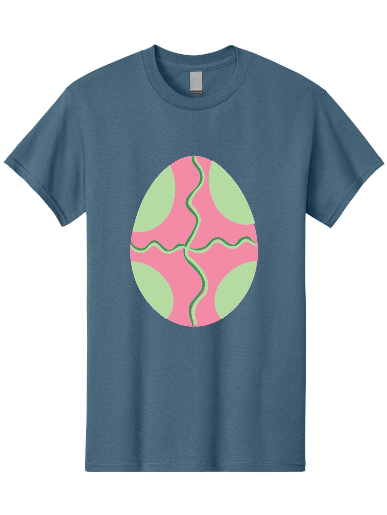 Pink-Easter-Egg Men'S Graphic Tee, 100% Cotton, Comfortable Casual Summer Wear, Machine Washable, Easter Egg Decoration, Cracked Egg Design, Pink And Green Colors, Wavy Crack Lines, Festive Easter Theme, Spring Holiday Symbol Aad093 7
