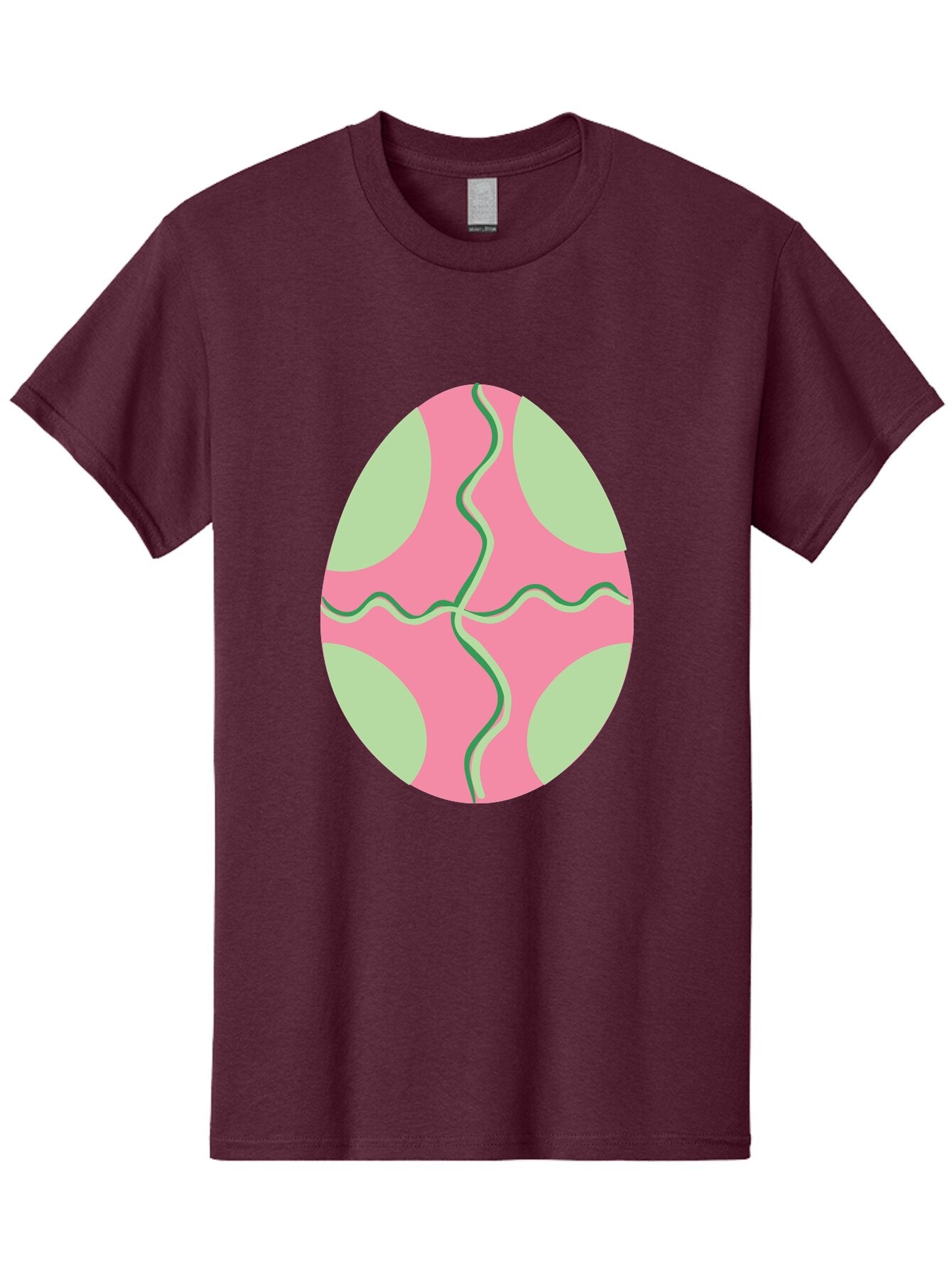 Pink-Easter-Egg Men'S Graphic Tee, 100% Cotton, Comfortable Casual Summer Wear, Machine Washable, Easter Egg Decoration, Cracked Egg Design, Pink And Green Colors, Wavy Crack Lines, Festive Easter Theme, Spring Holiday Symbol Aad093 8