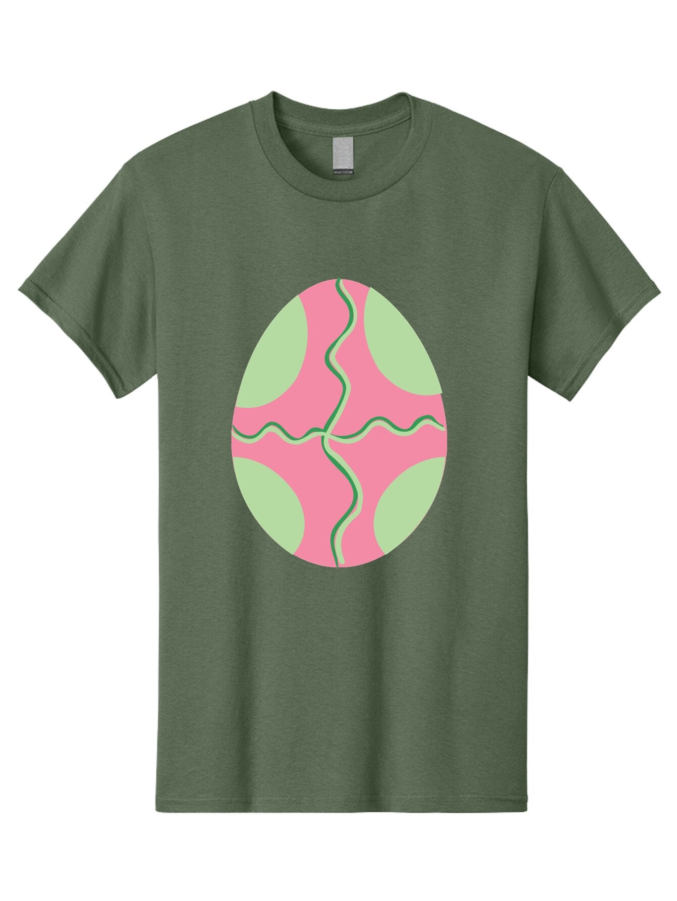 Pink-Easter-Egg Men'S Graphic Tee, 100% Cotton, Comfortable Casual Summer Wear, Machine Washable, Easter Egg Decoration, Cracked Egg Design, Pink And Green Colors, Wavy Crack Lines, Festive Easter Theme, Spring Holiday Symbol Aad093 6