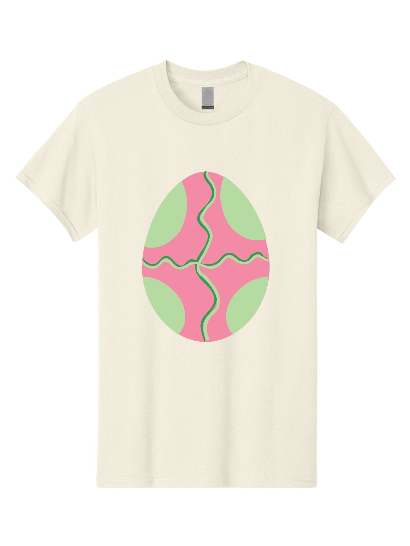 Pink-Easter-Egg Men'S Graphic Tee, 100% Cotton, Comfortable Casual Summer Wear, Machine Washable, Easter Egg Decoration, Cracked Egg Design, Pink And Green Colors, Wavy Crack Lines, Festive Easter Theme, Spring Holiday Symbol Aad093 5