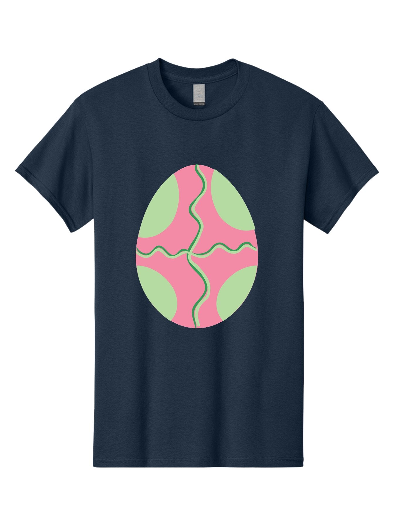 Pink-Easter-Egg Men'S Graphic Tee, 100% Cotton, Comfortable Casual Summer Wear, Machine Washable, Easter Egg Decoration, Cracked Egg Design, Pink And Green Colors, Wavy Crack Lines, Festive Easter Theme, Spring Holiday Symbol Aad093 3