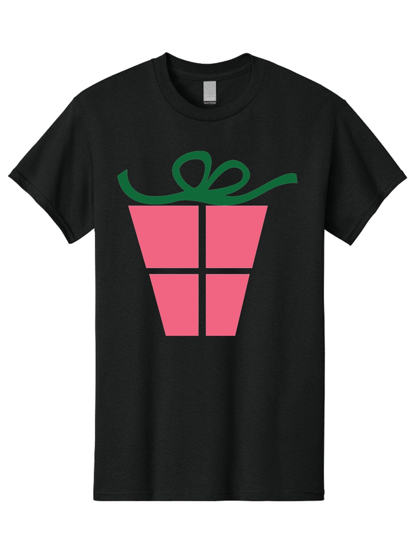 Pink-Gift-Box-With-Ribbon Men'S Graphic Tee, 100% Cotton, Comfortable Casual Summer Wear, Machine Washable, Pink Gift Box, Wrapped Present, Green Ribbon, Festive, Celebration, Party Favor, Gift Giving, Holiday Present Aad094 14