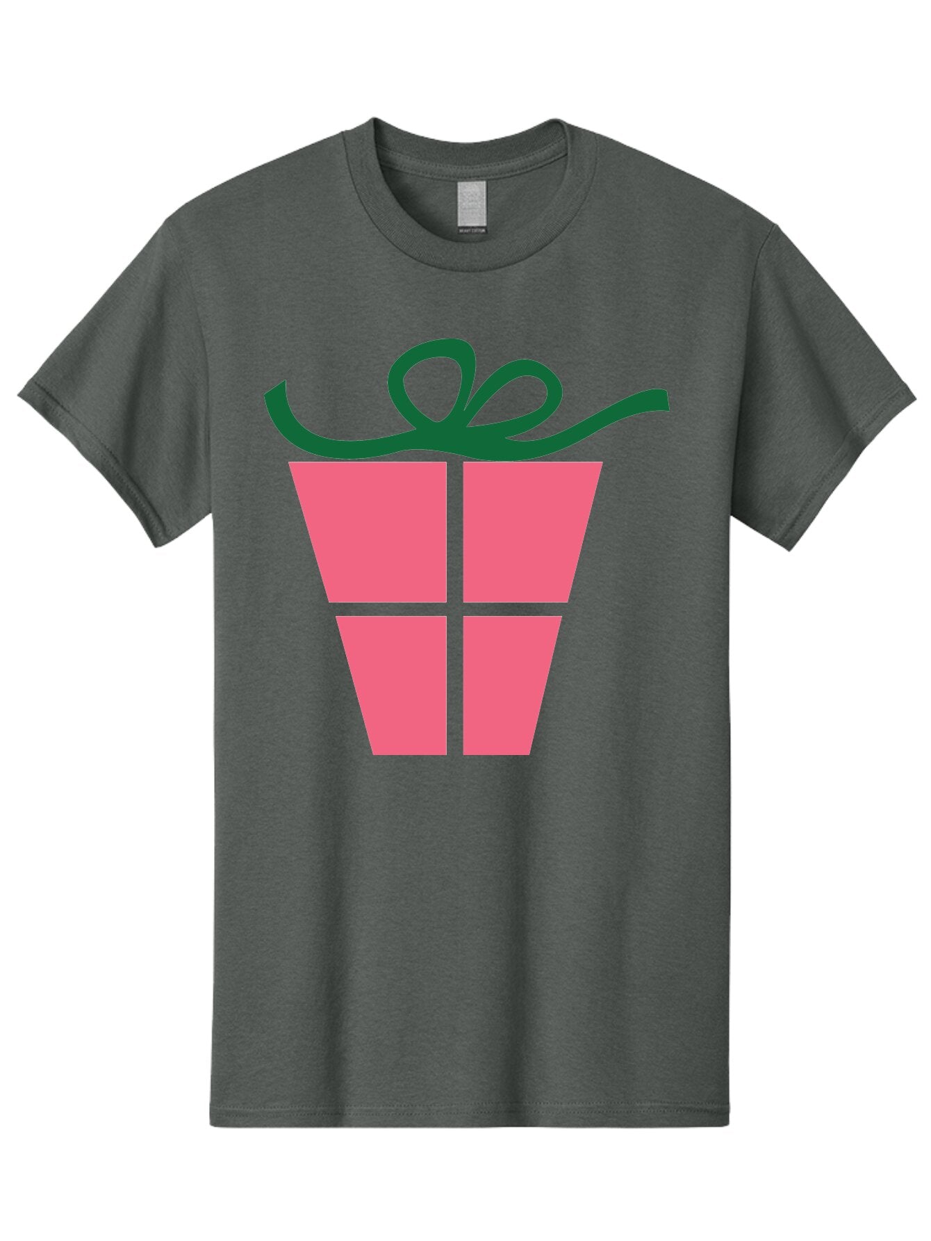 Pink-Gift-Box-With-Ribbon Men'S Graphic Tee, 100% Cotton, Comfortable Casual Summer Wear, Machine Washable, Pink Gift Box, Wrapped Present, Green Ribbon, Festive, Celebration, Party Favor, Gift Giving, Holiday Present Aad094 4