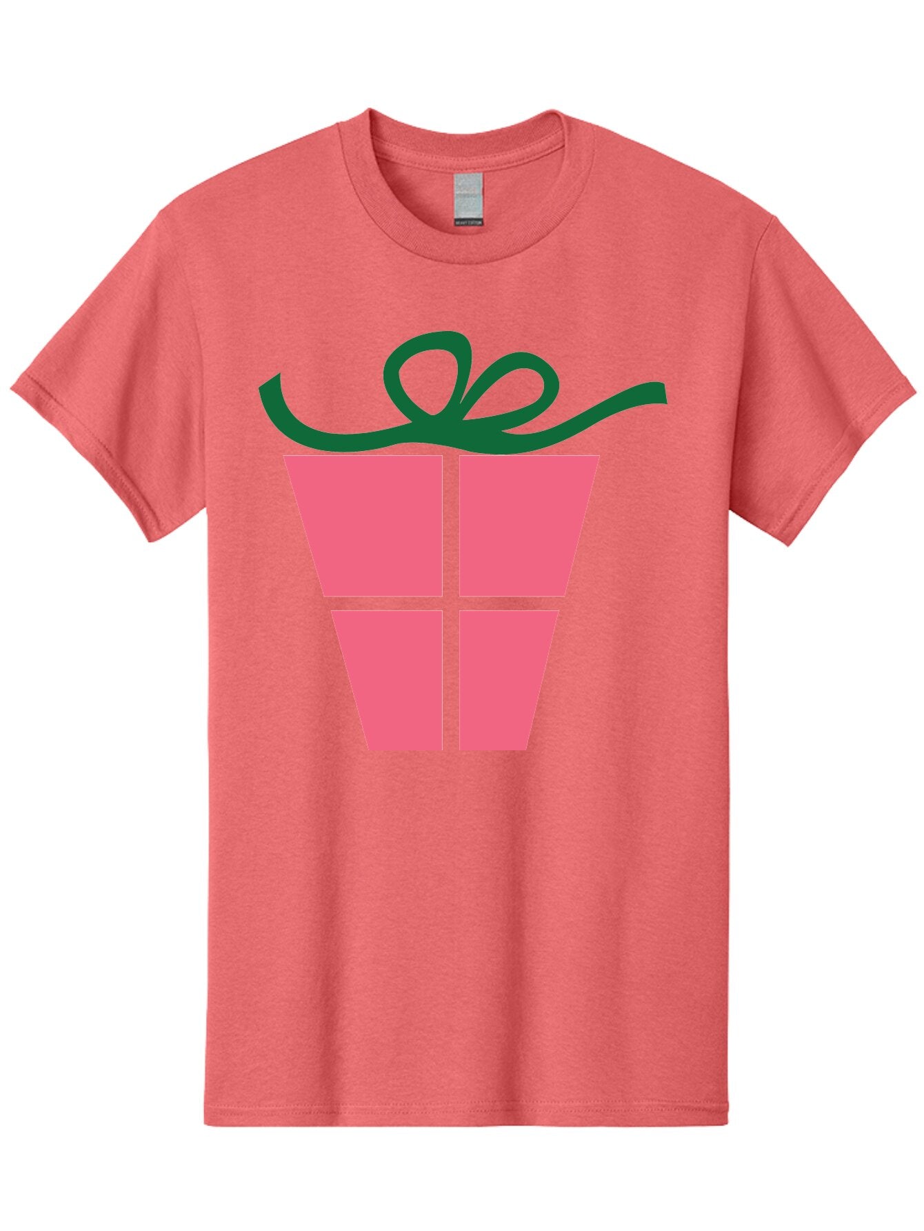 Pink-Gift-Box-With-Ribbon Men'S Graphic Tee, 100% Cotton, Comfortable Casual Summer Wear, Machine Washable, Pink Gift Box, Wrapped Present, Green Ribbon, Festive, Celebration, Party Favor, Gift Giving, Holiday Present Aad094 12