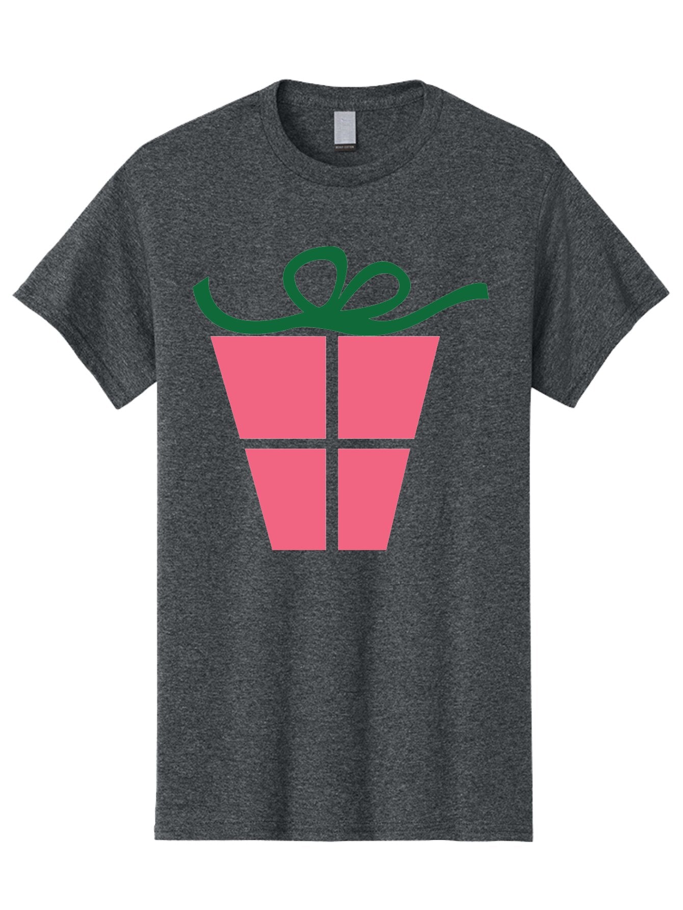 Pink-Gift-Box-With-Ribbon Men'S Graphic Tee, 100% Cotton, Comfortable Casual Summer Wear, Machine Washable, Pink Gift Box, Wrapped Present, Green Ribbon, Festive, Celebration, Party Favor, Gift Giving, Holiday Present Aad094 6