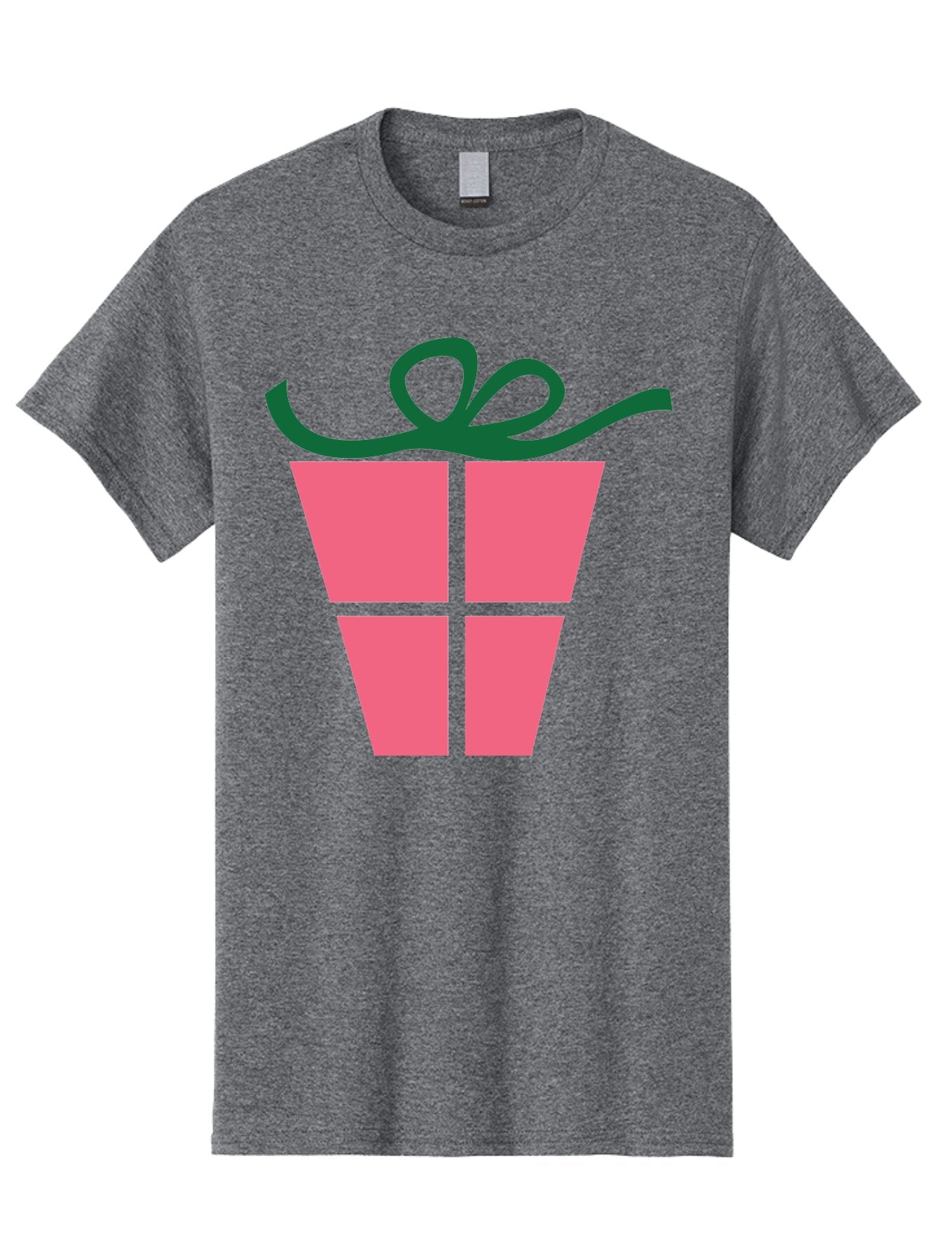 Pink-Gift-Box-With-Ribbon Men'S Graphic Tee, 100% Cotton, Comfortable Casual Summer Wear, Machine Washable, Pink Gift Box, Wrapped Present, Green Ribbon, Festive, Celebration, Party Favor, Gift Giving, Holiday Present Aad094 3