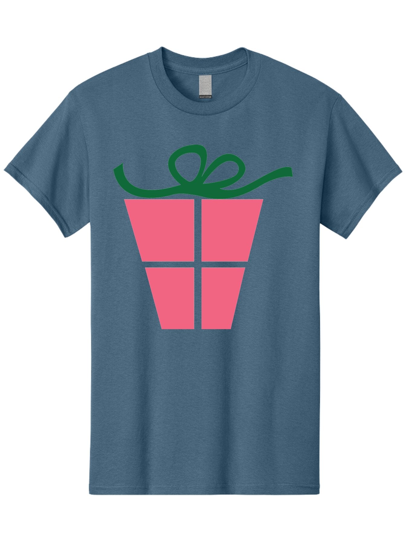 Pink-Gift-Box-With-Ribbon Men'S Graphic Tee, 100% Cotton, Comfortable Casual Summer Wear, Machine Washable, Pink Gift Box, Wrapped Present, Green Ribbon, Festive, Celebration, Party Favor, Gift Giving, Holiday Present Aad094 5