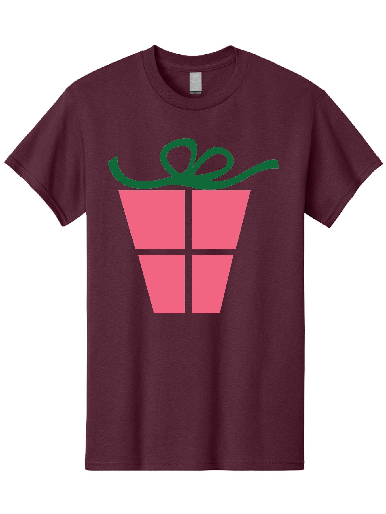 Pink-Gift-Box-With-Ribbon Men'S Graphic Tee, 100% Cotton, Comfortable Casual Summer Wear, Machine Washable, Pink Gift Box, Wrapped Present, Green Ribbon, Festive, Celebration, Party Favor, Gift Giving, Holiday Present Aad094 15