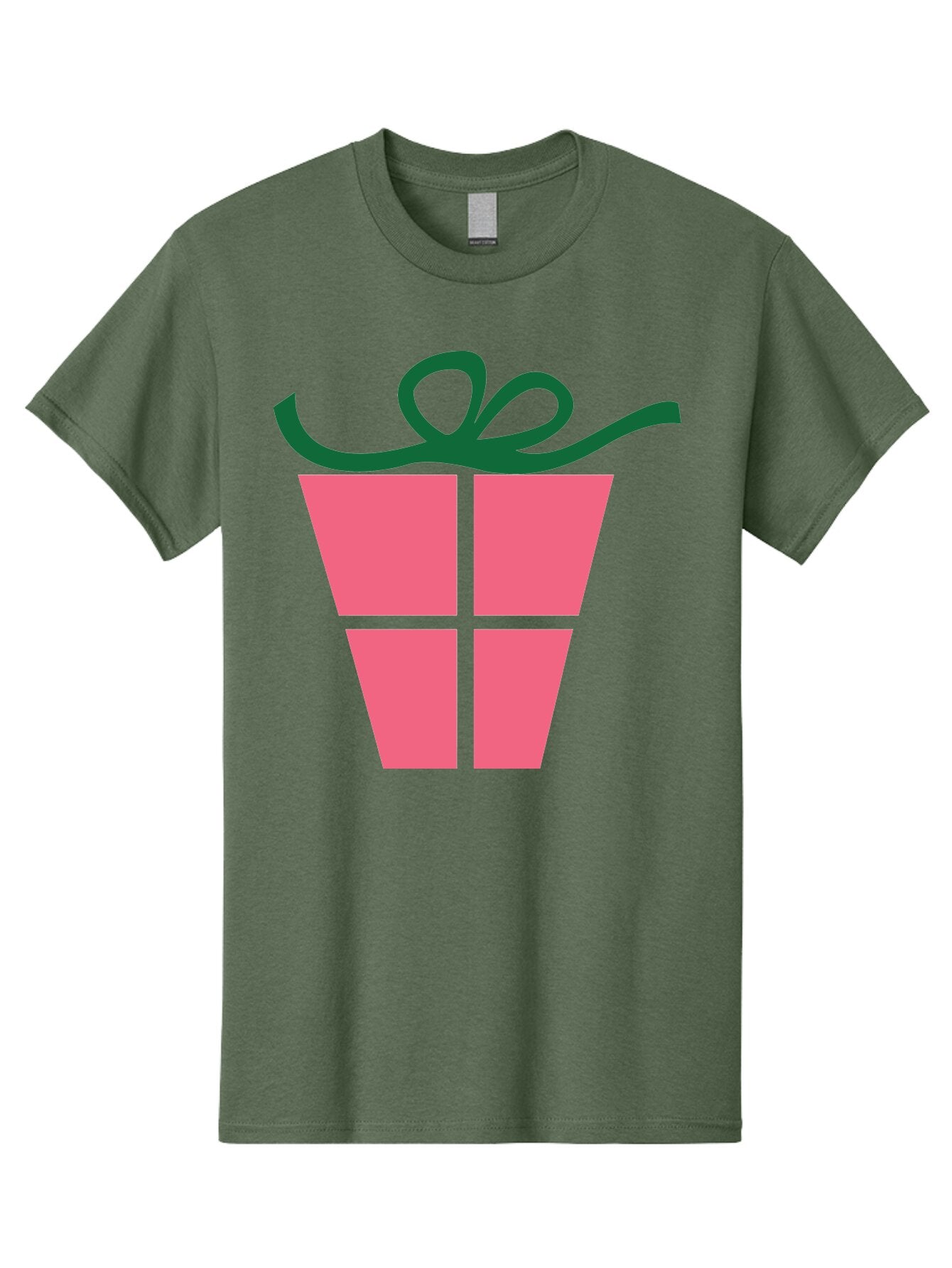 Pink-Gift-Box-With-Ribbon Men'S Graphic Tee, 100% Cotton, Comfortable Casual Summer Wear, Machine Washable, Pink Gift Box, Wrapped Present, Green Ribbon, Festive, Celebration, Party Favor, Gift Giving, Holiday Present Aad094 11