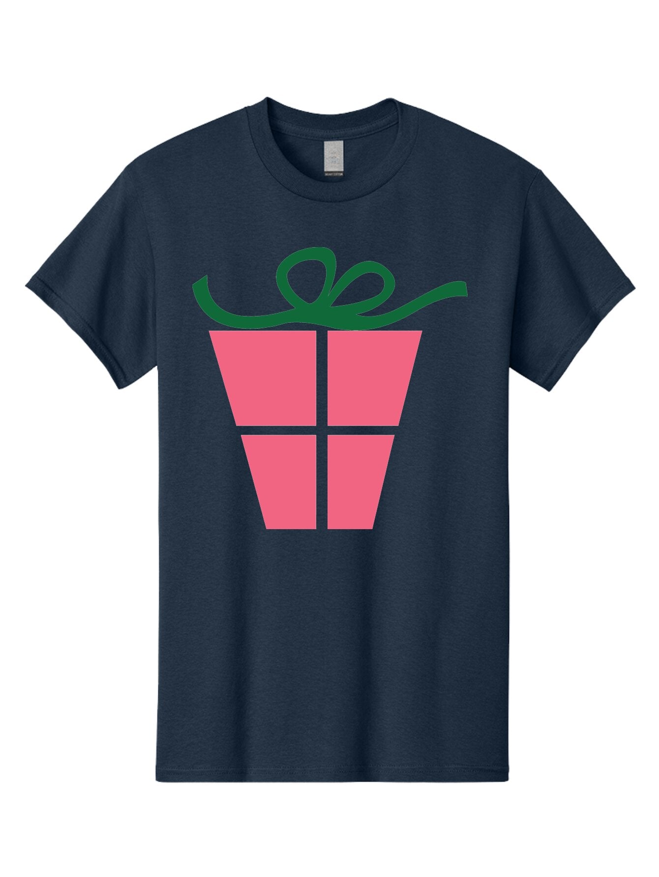 Pink-Gift-Box-With-Ribbon Men'S Graphic Tee, 100% Cotton, Comfortable Casual Summer Wear, Machine Washable, Pink Gift Box, Wrapped Present, Green Ribbon, Festive, Celebration, Party Favor, Gift Giving, Holiday Present Aad094 9