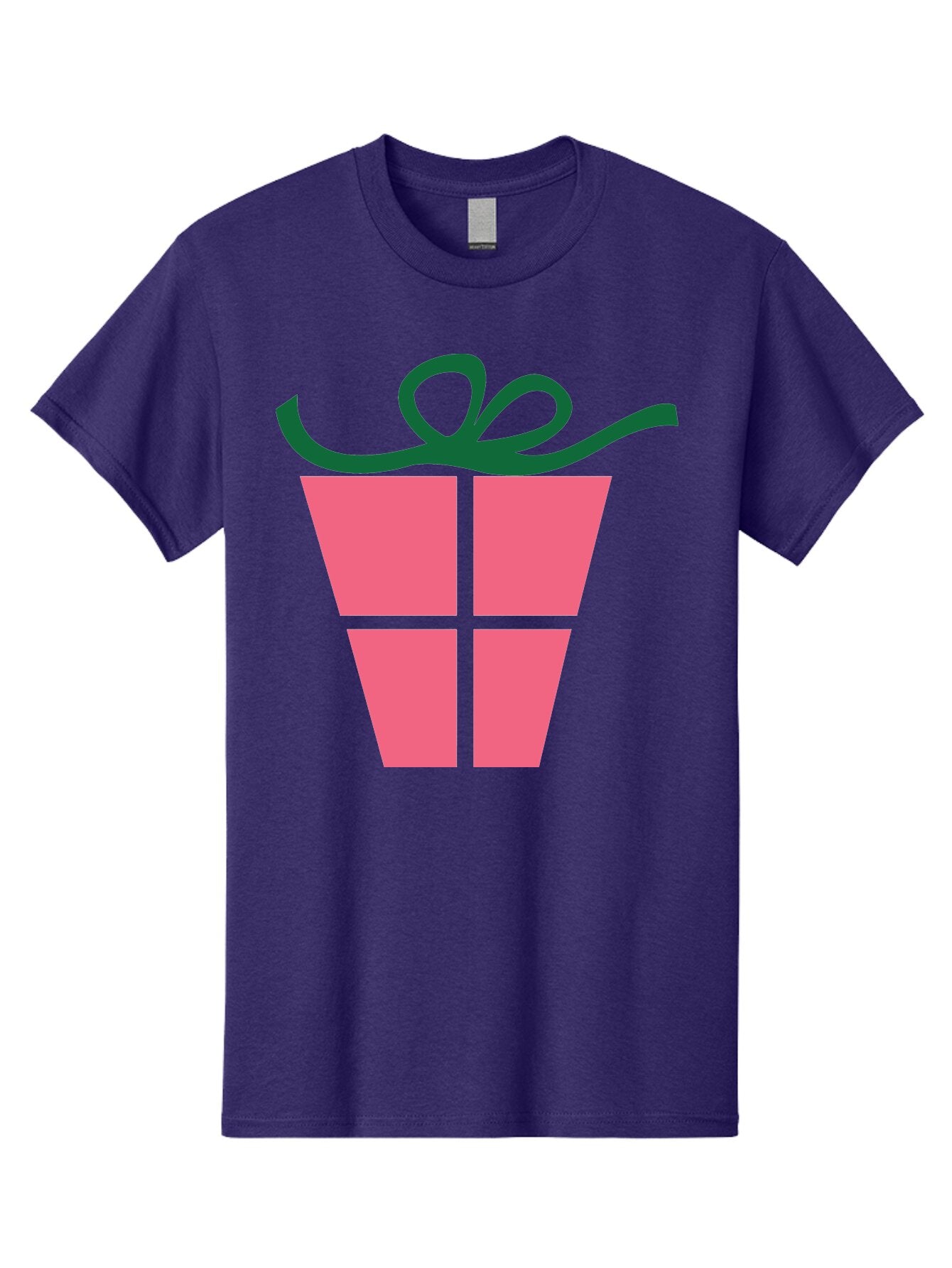 Pink-Gift-Box-With-Ribbon Men'S Graphic Tee, 100% Cotton, Comfortable Casual Summer Wear, Machine Washable, Pink Gift Box, Wrapped Present, Green Ribbon, Festive, Celebration, Party Favor, Gift Giving, Holiday Present Aad094 8