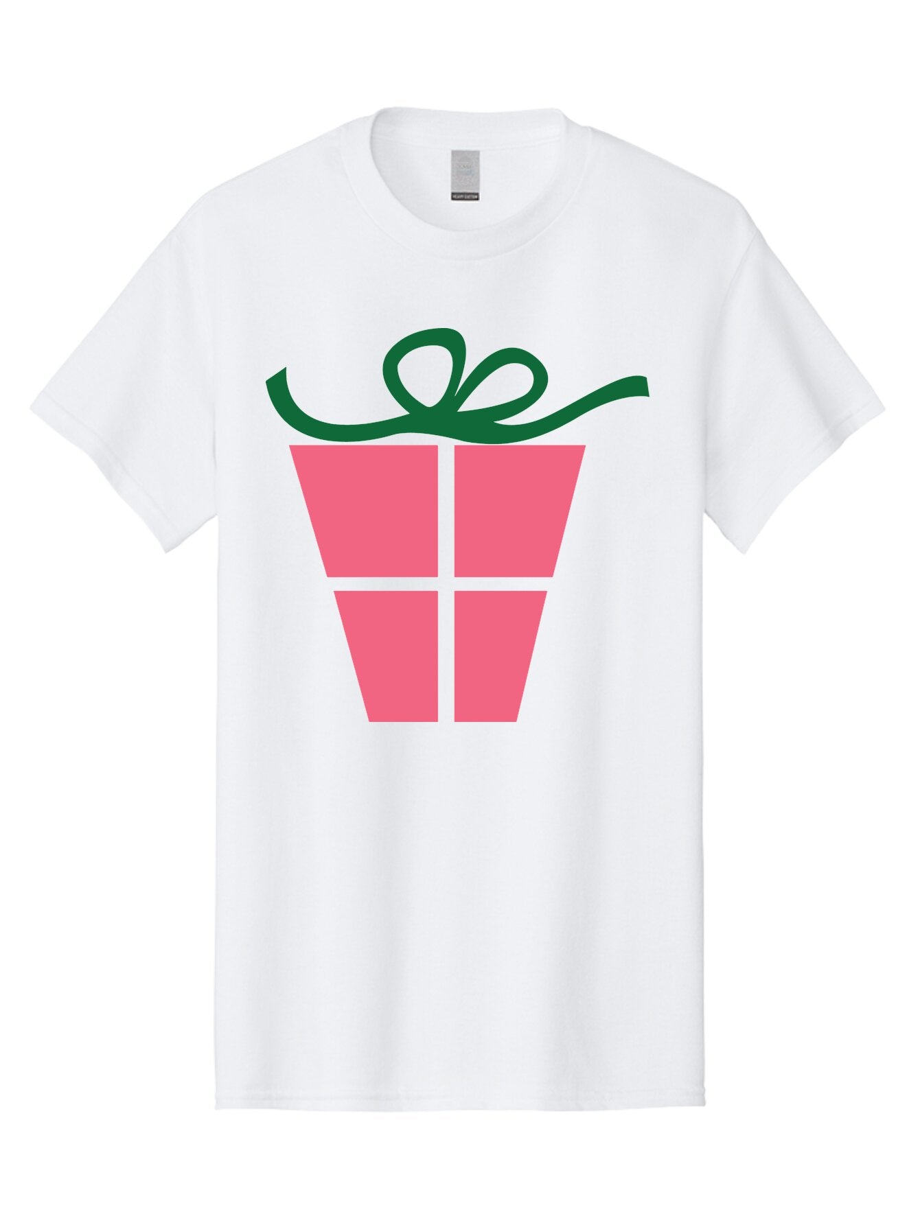 Pink-Gift-Box-With-Ribbon Men'S Graphic Tee, 100% Cotton, Comfortable Casual Summer Wear, Machine Washable, Pink Gift Box, Wrapped Present, Green Ribbon, Festive, Celebration, Party Favor, Gift Giving, Holiday Present Aad094 13