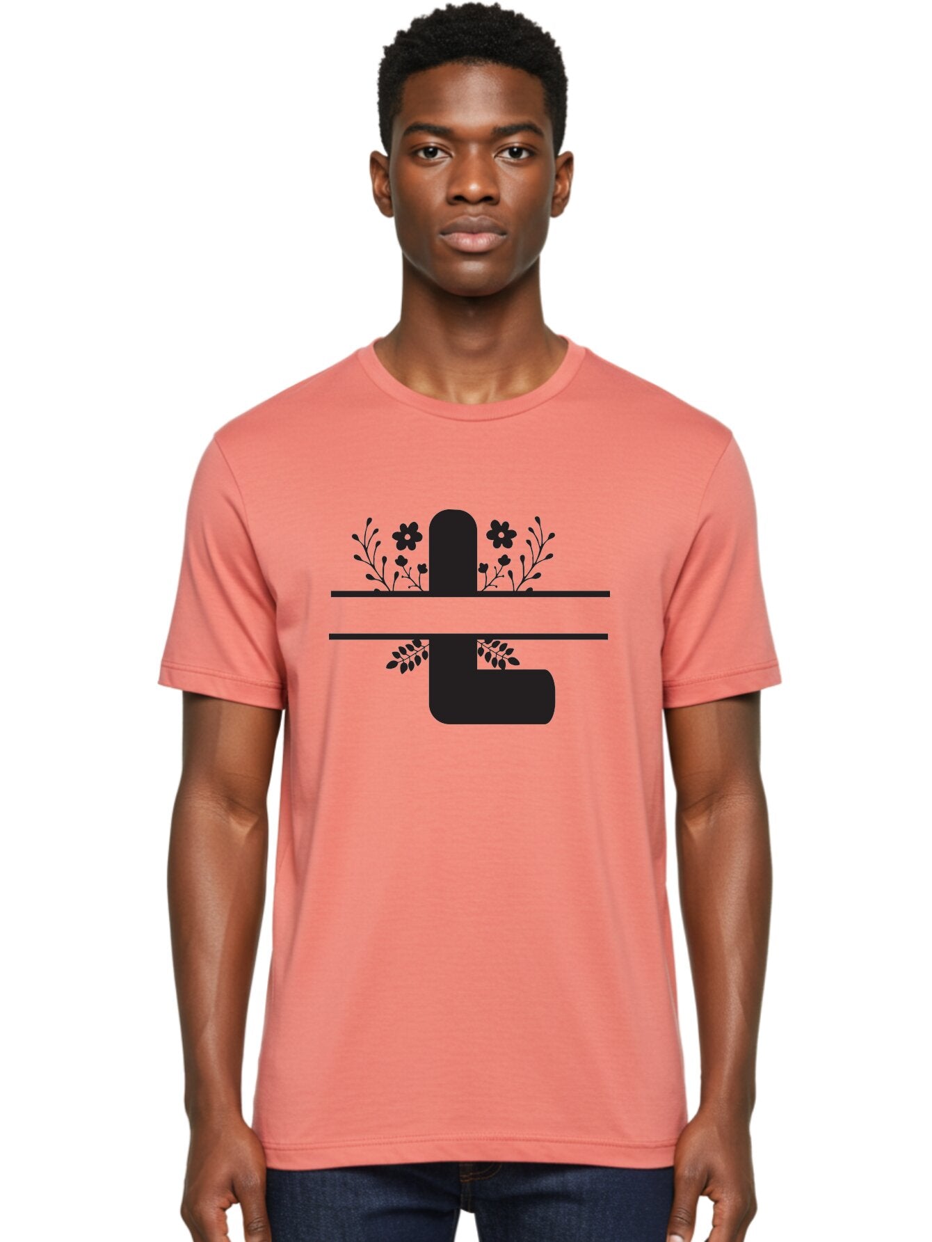 Pipe-With-Flowers Men'S Graphic Tee, 100% Cotton, Comfortable Casual Summer Wear, Machine Washable, Pipe With Flowers, Minimalist Design, Black Silhouette, Floral Elements, Artistic Illustration, Simple Shapes, Modern Art, Creative Concept Aad095 27