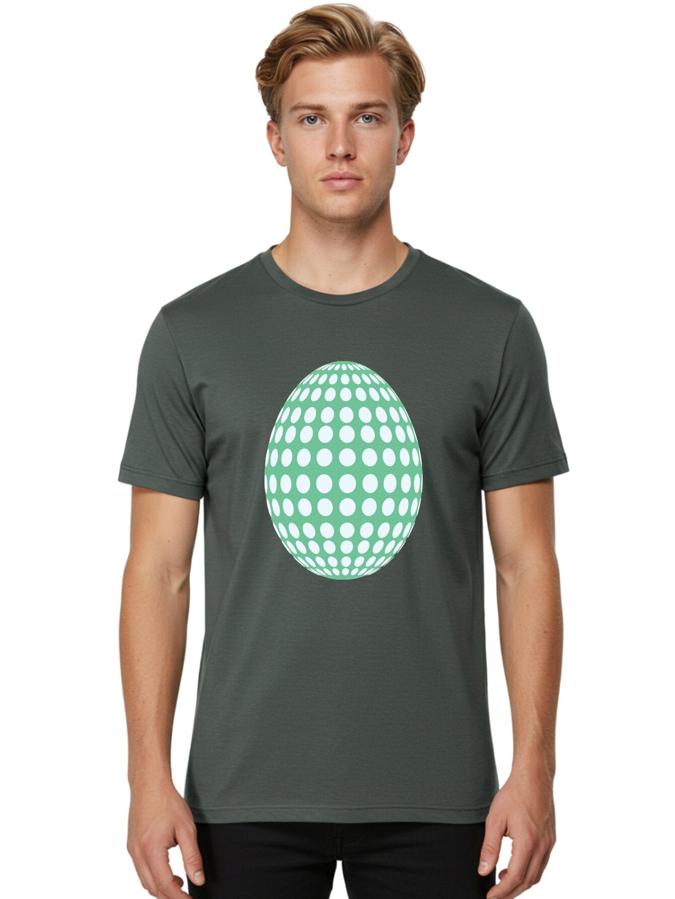 Polka-Dot-Egg Men'S Graphic Tee, 100% Cotton, Comfortable Casual Summer Wear, Machine Washable, Polka Dot Pattern, White Dots, Oval Shape, Easter Egg, Creative Design, Artistic Illustration, Decorative Element, Modern Graphic Aad098 27